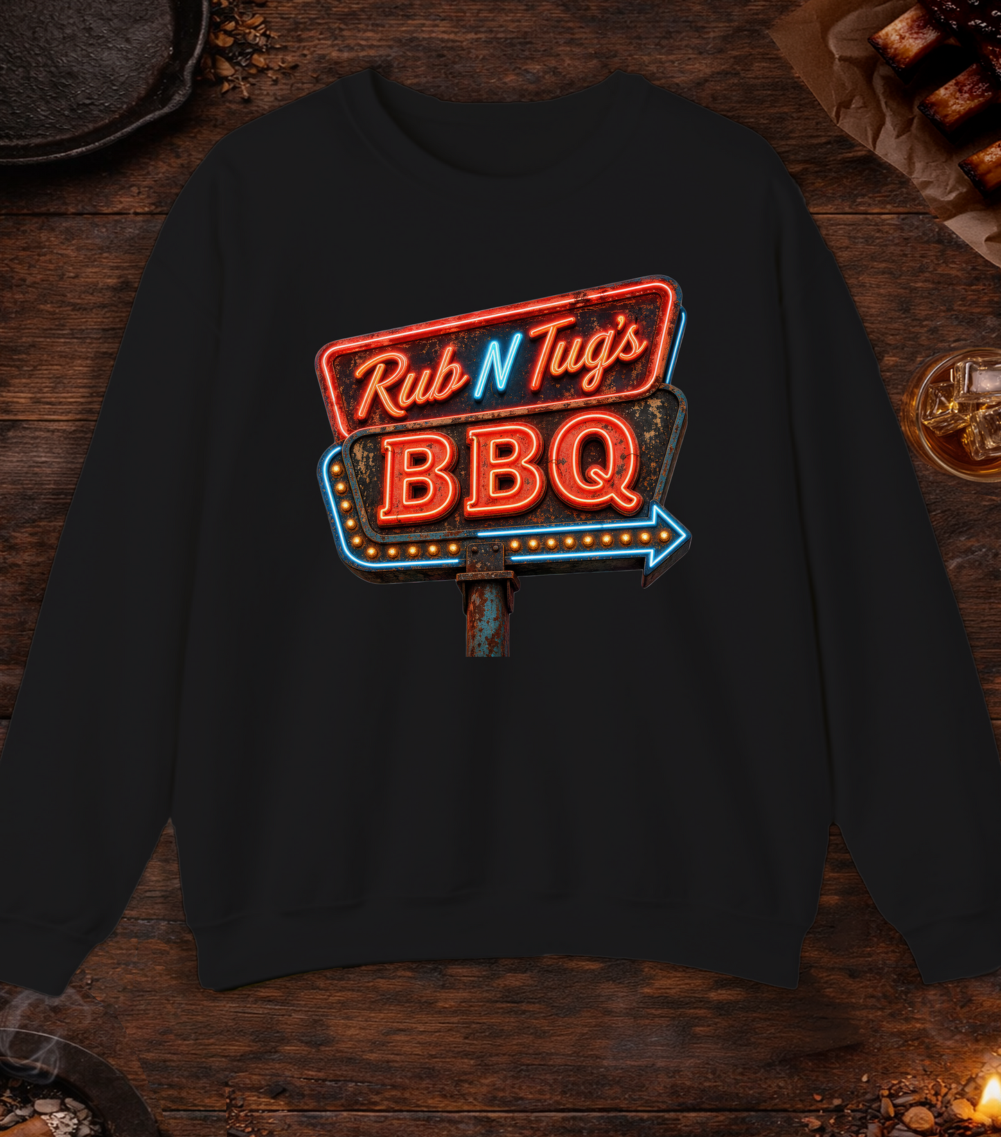 Rub N Tugs BBQ Crewneck - Black