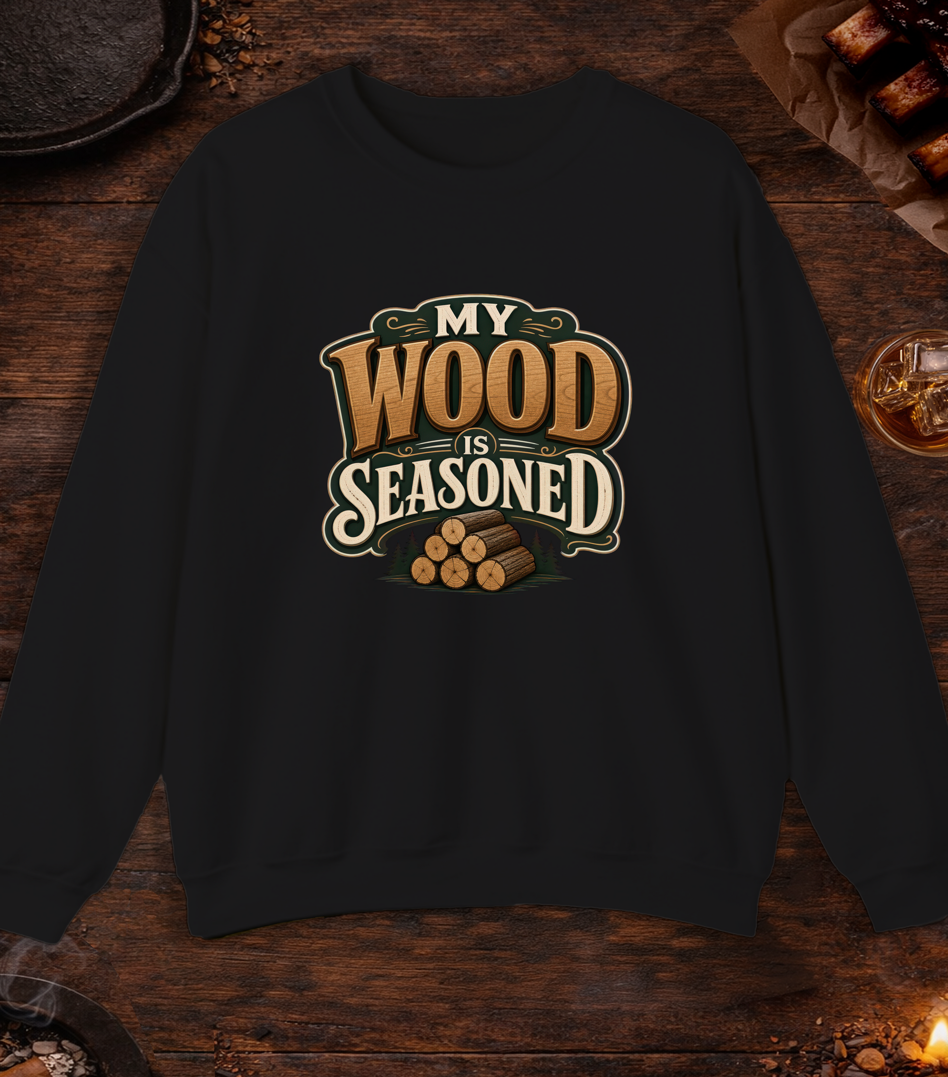Wood Is Seasoned Crewneck - Black