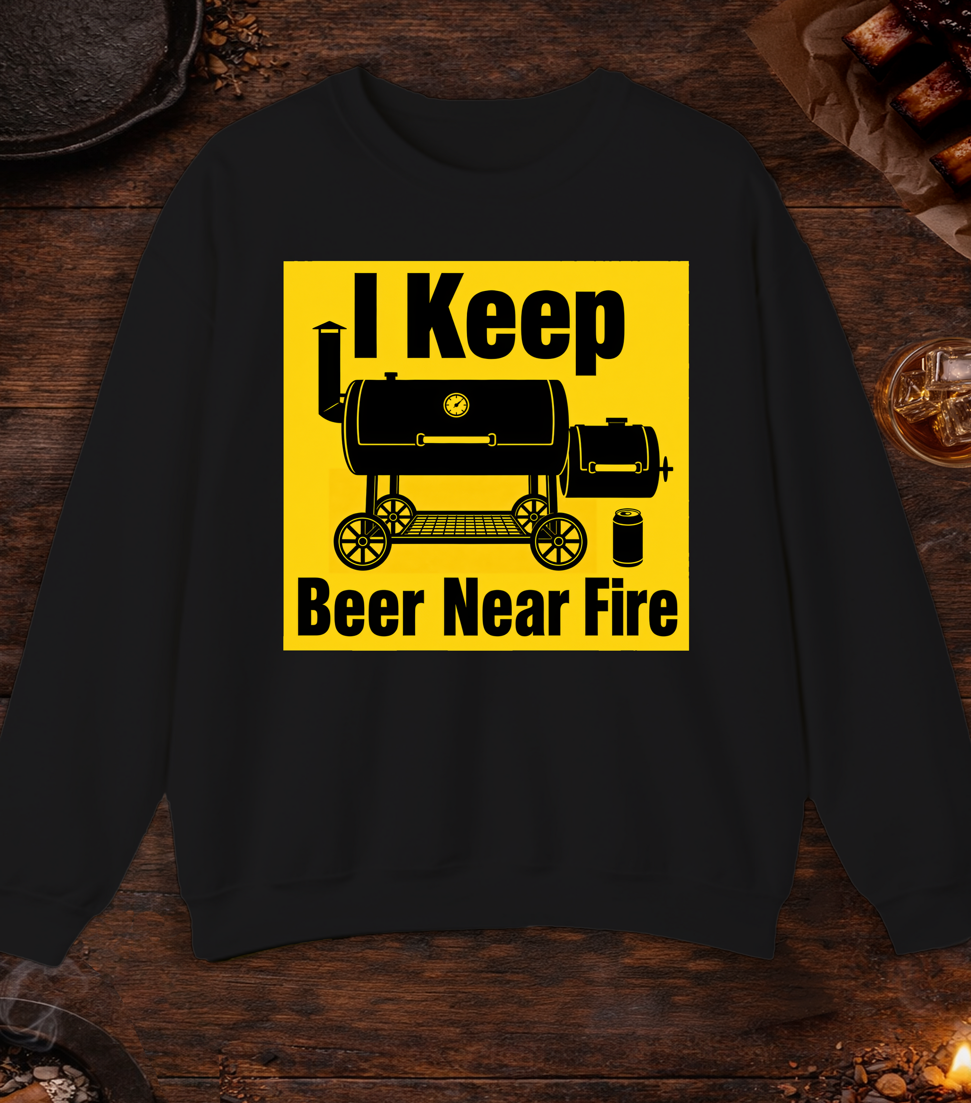 Beer Near Fire Crewneck - Black