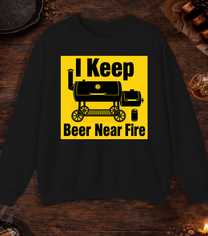 Beer Near Fire Crewneck - Black