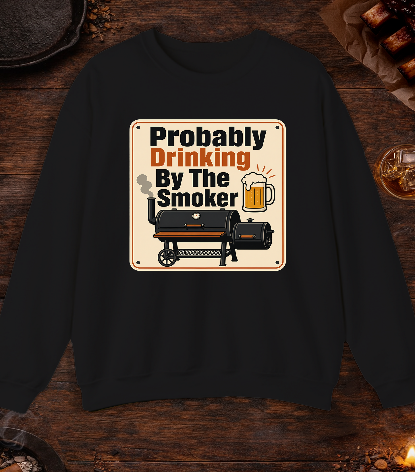 Drinking By Smoker Crewneck - Black