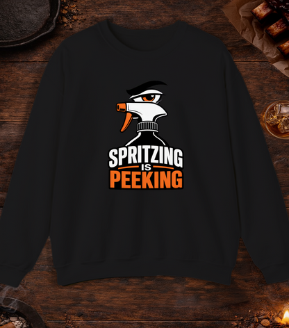 Spritzing Is Peeking Crewneck - Black