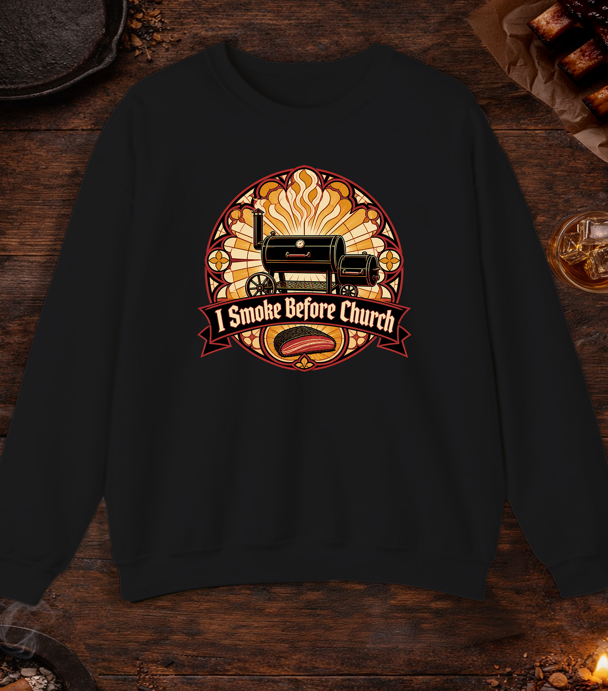 Smoke Before Church Crewneck - Black
