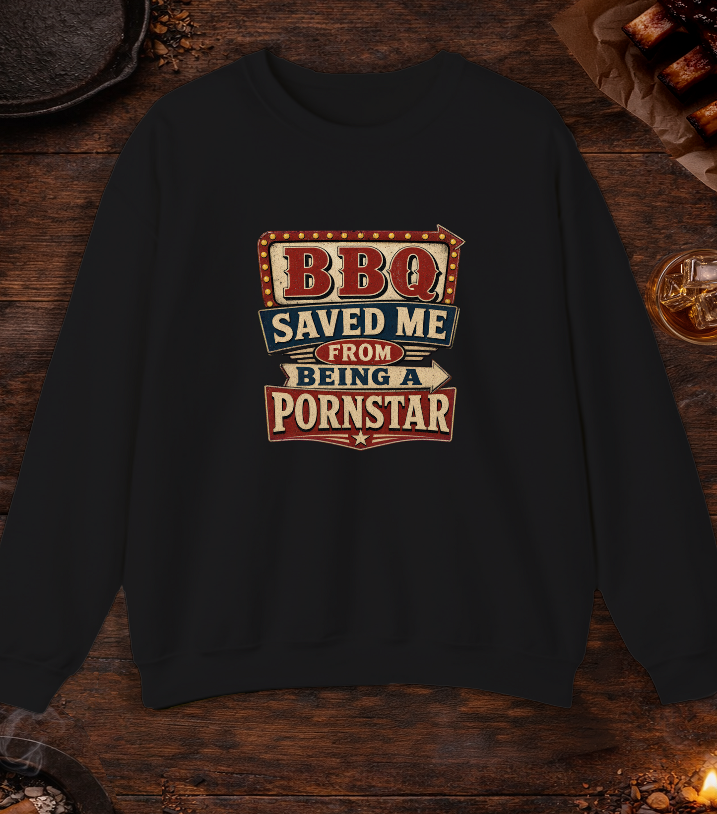 BBQ Saved Me Crewneck - Black
