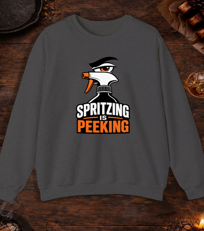 Spritzing Is Peeking Crewneck - Dark Heather