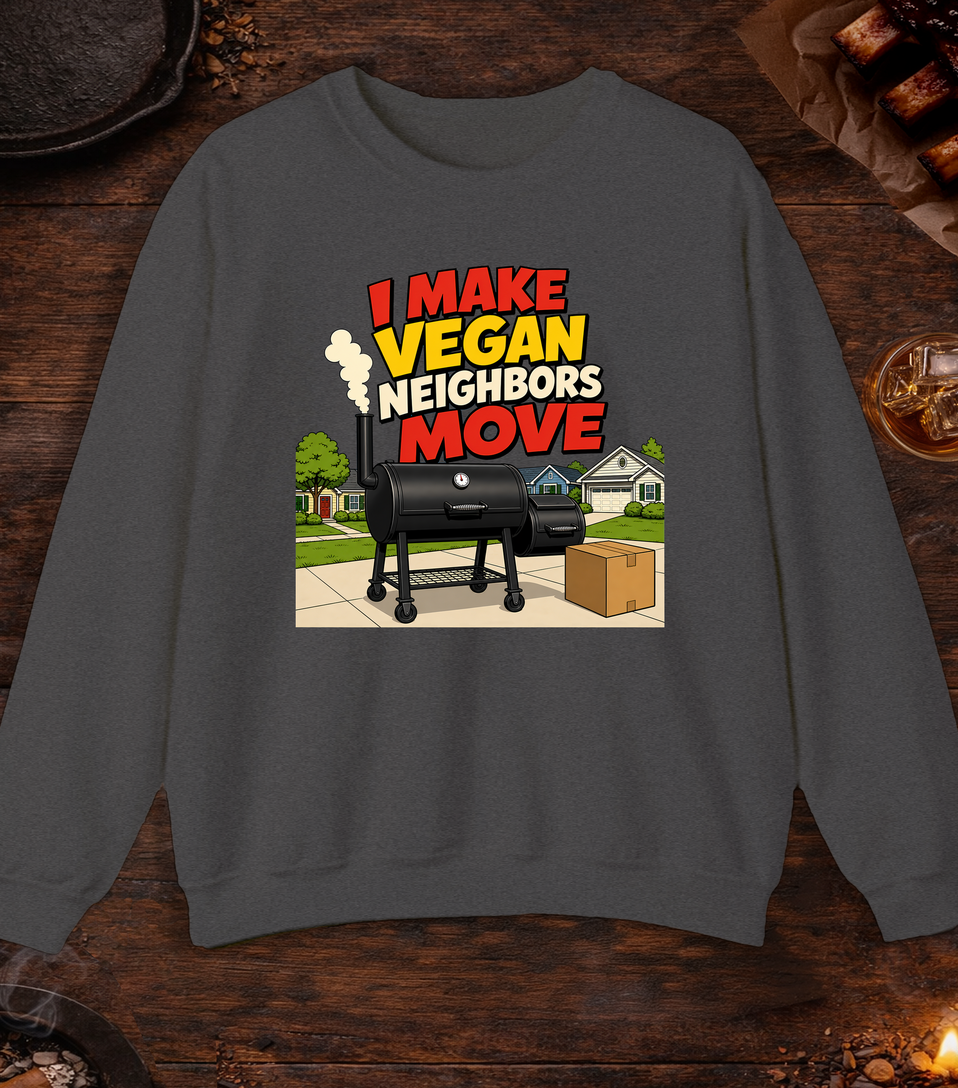 Vegan Neighbors Move Crewneck - Dark Heather