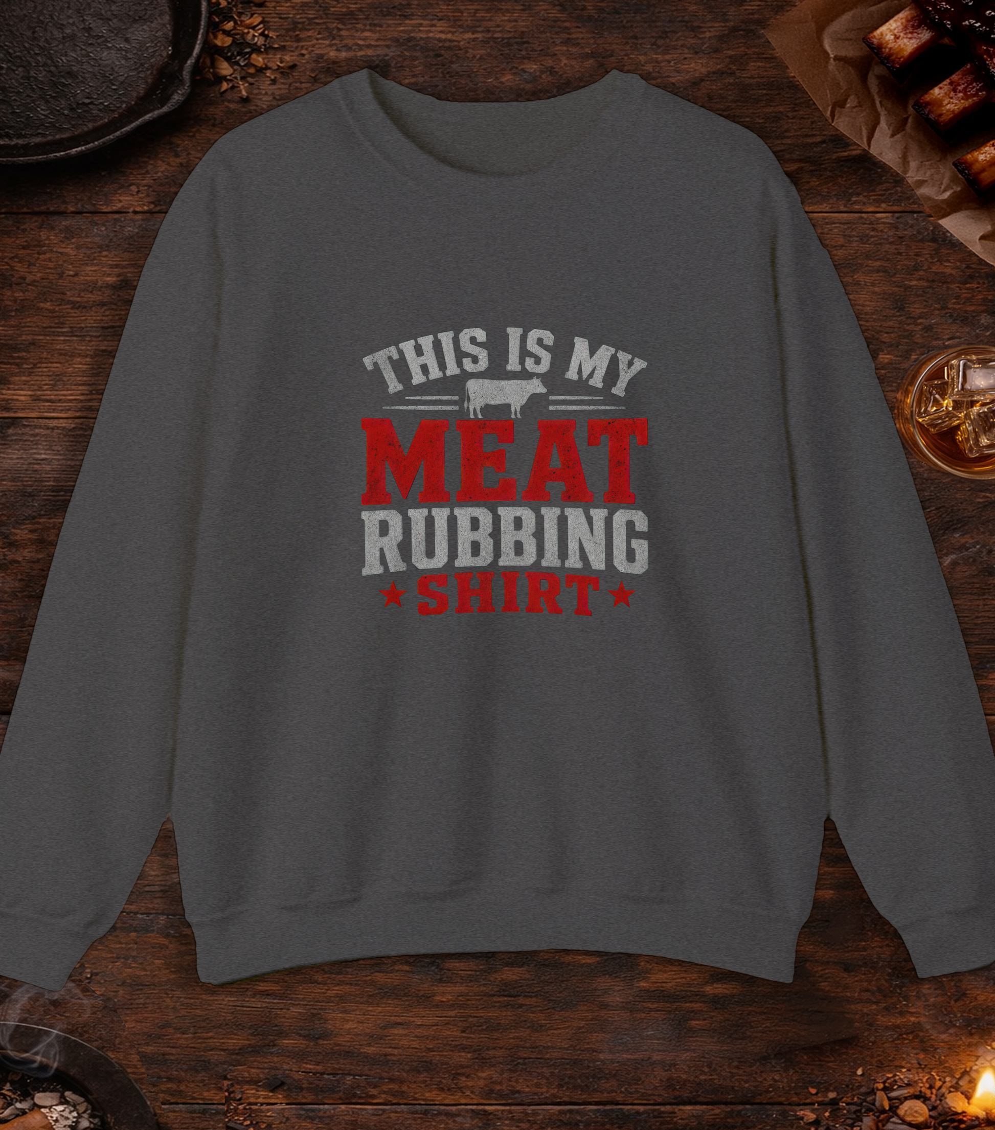 Meat Rubbing Shirt Crewneck - Dark Heather