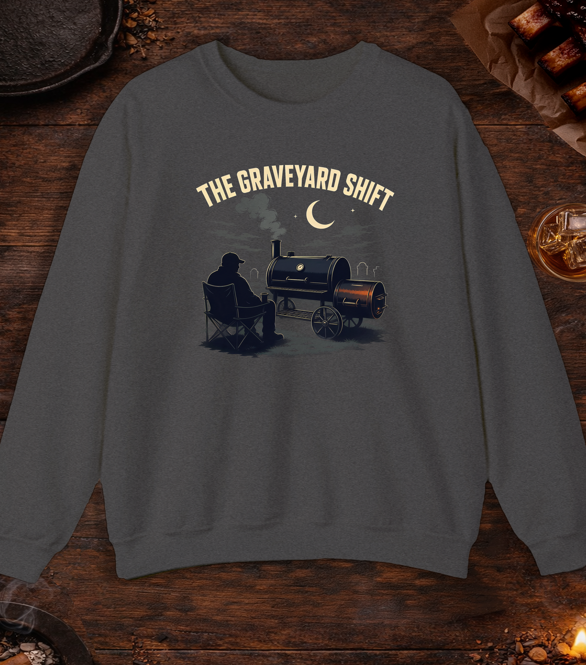 Graveyard Shift Crewneck - Dark Heather