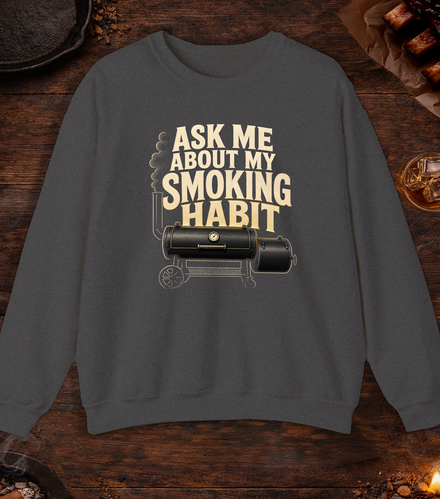 Smoking Habit Crewneck - Dark Heather