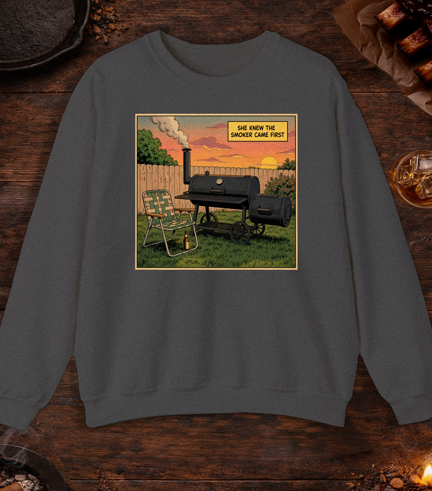 Smoker Came First Crewneck - Dark Heather