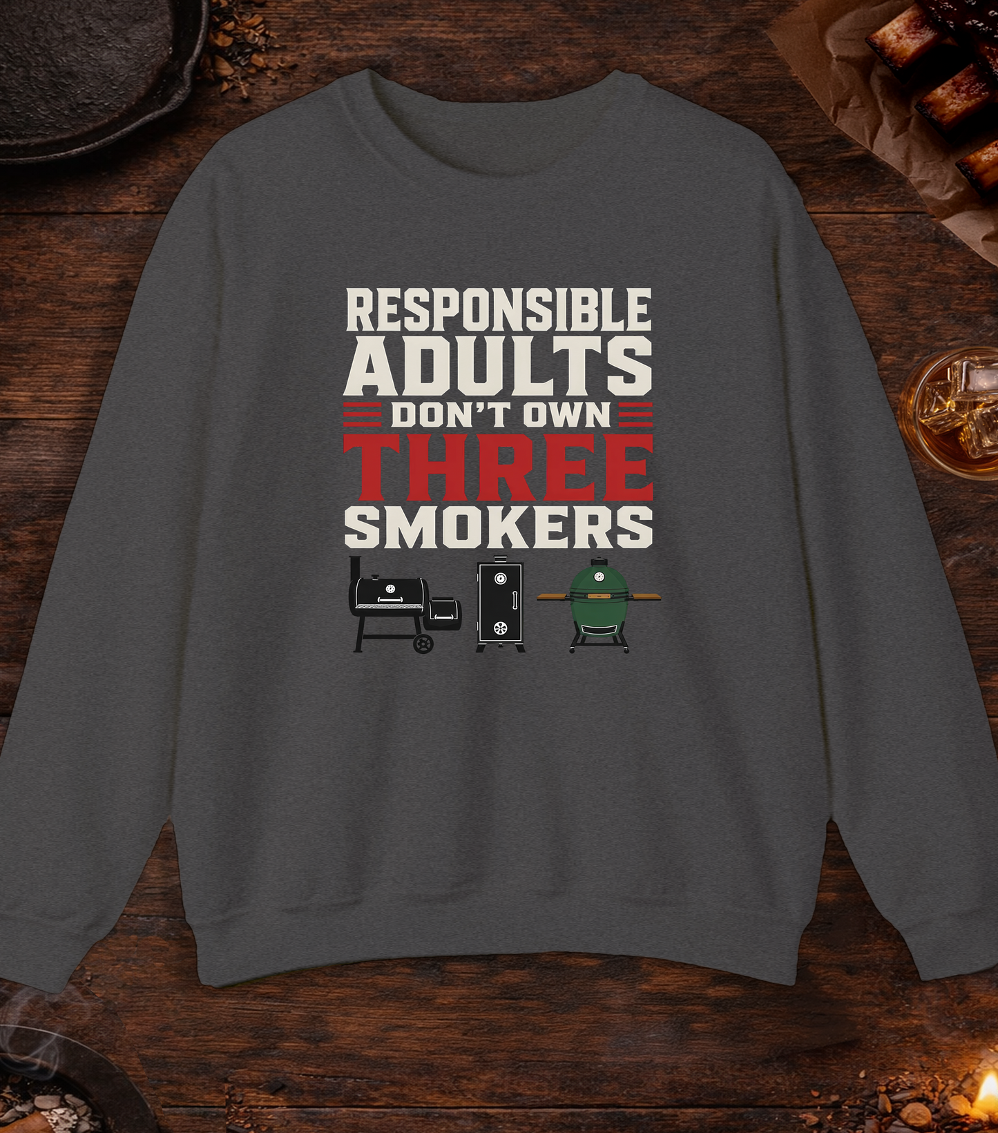 Three Smokers Crewneck - Dark Heather