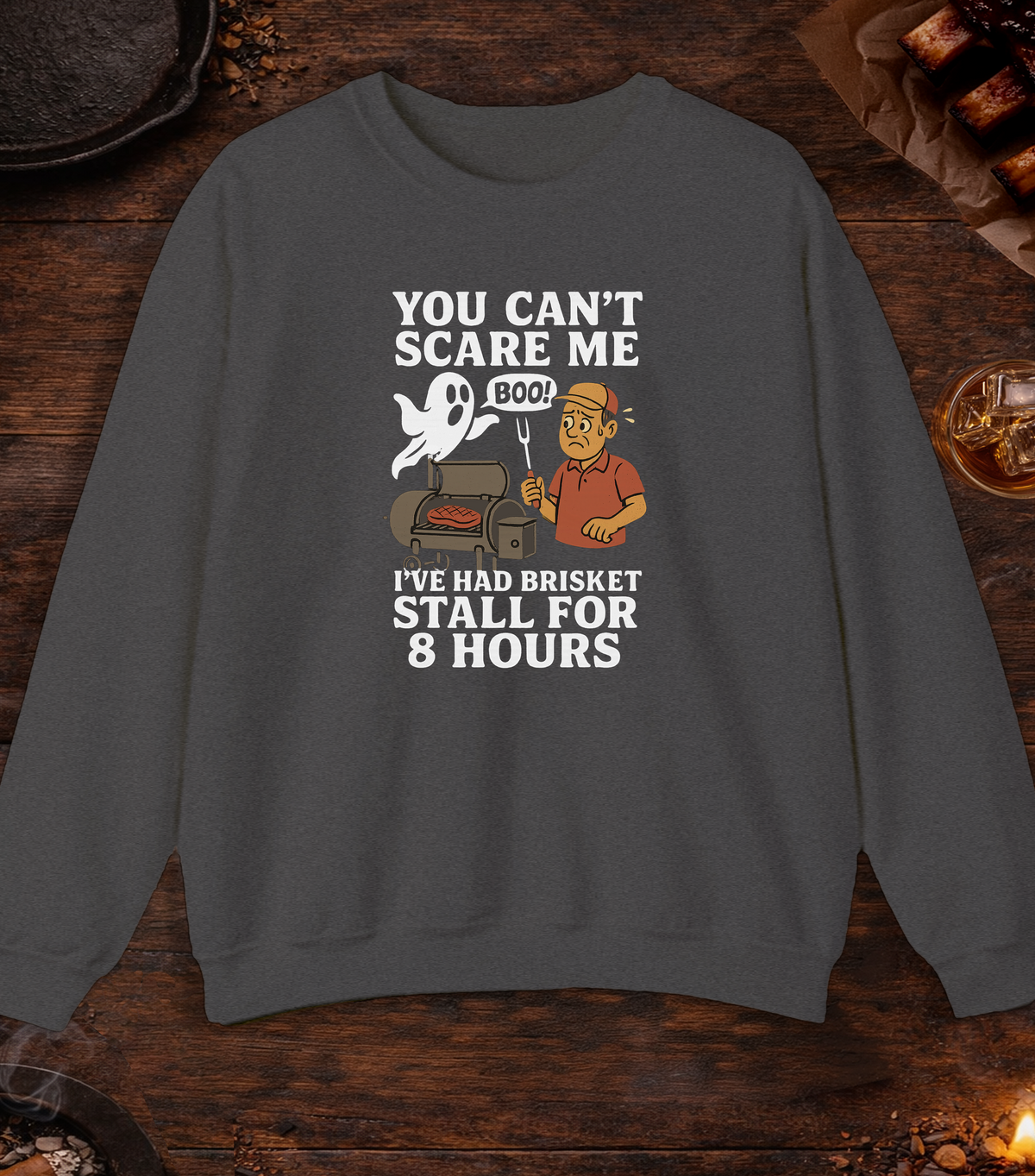 Can't Scare Me Crewneck - Dark Heather