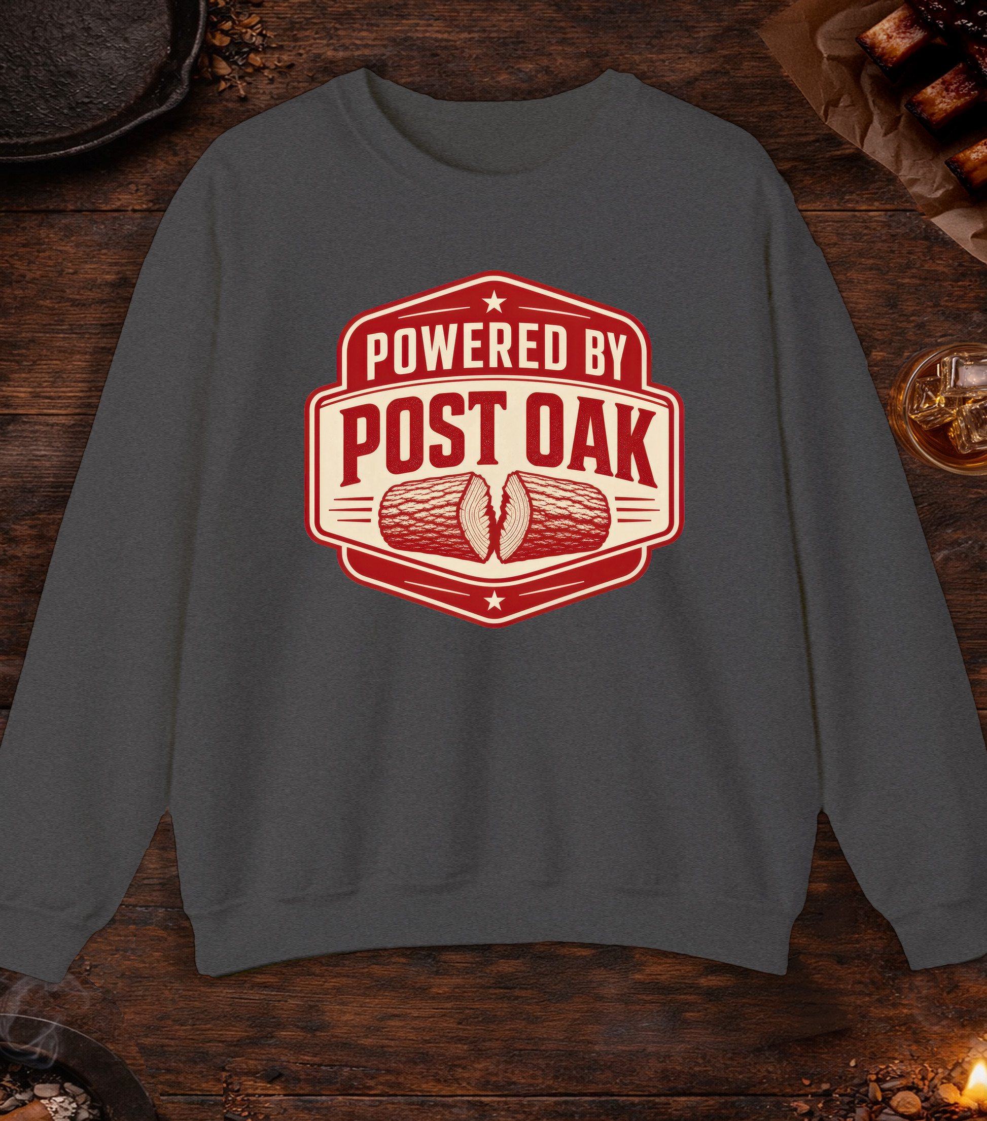 Powered by Post Oak Crewneck - Dark Heather