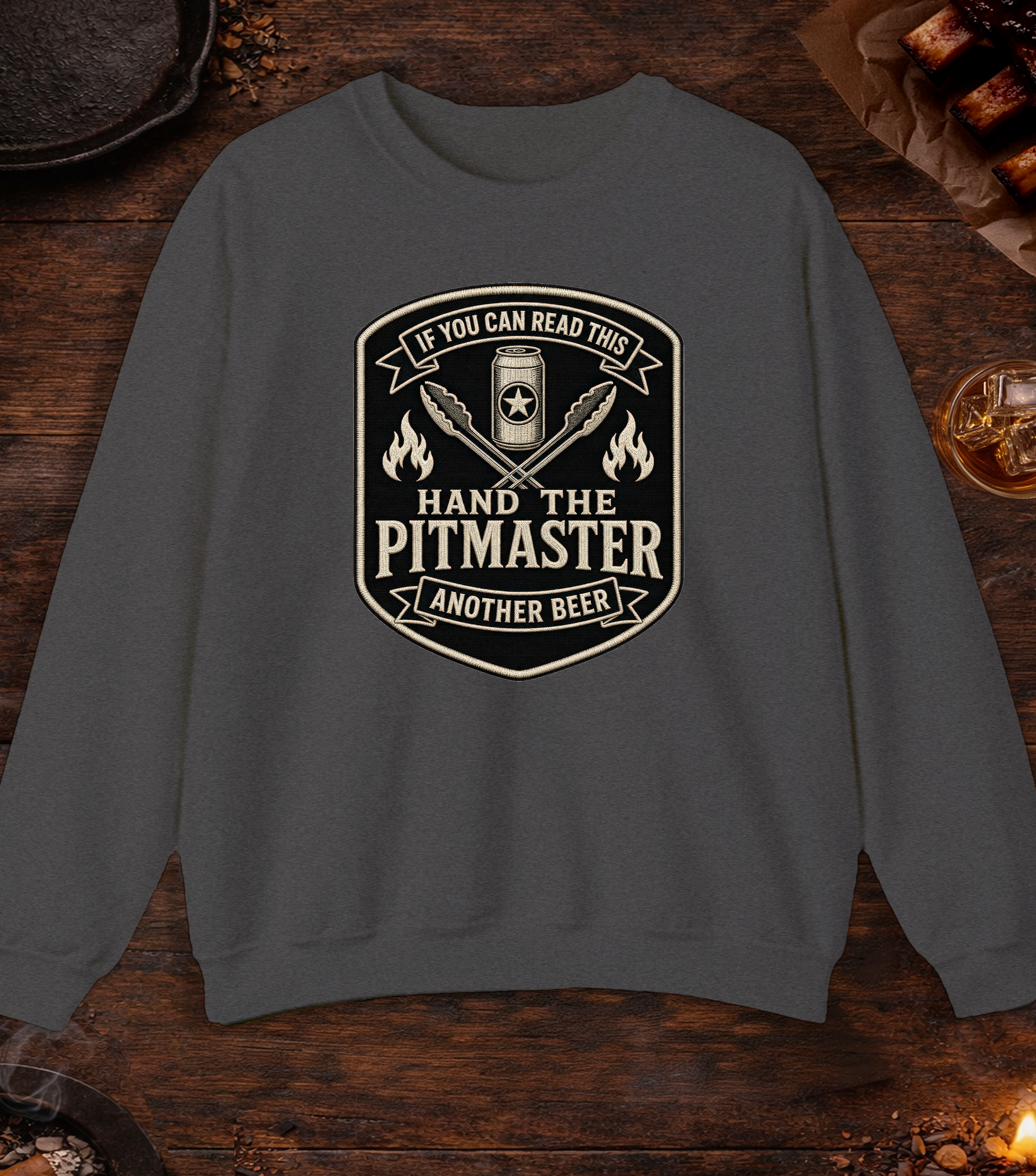 If You Can Read This, Hand the Pitmaster a Beer Crewneck - Dark Heather