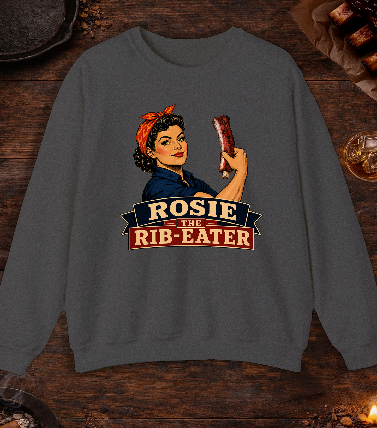 Rosie Rib Eater Crewneck - Dark Heather