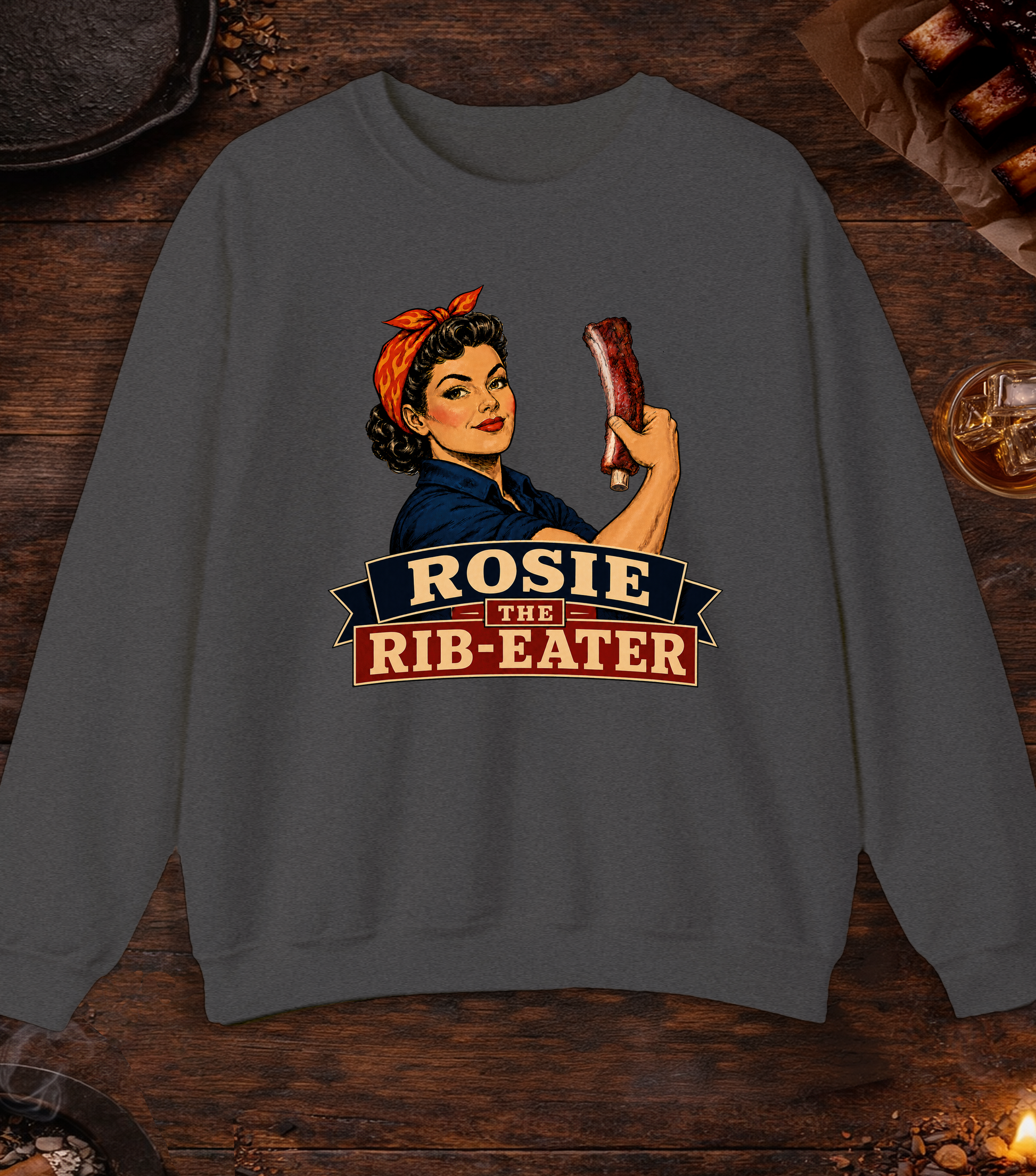 Rosie Rib Eater Crewneck - Dark Heather