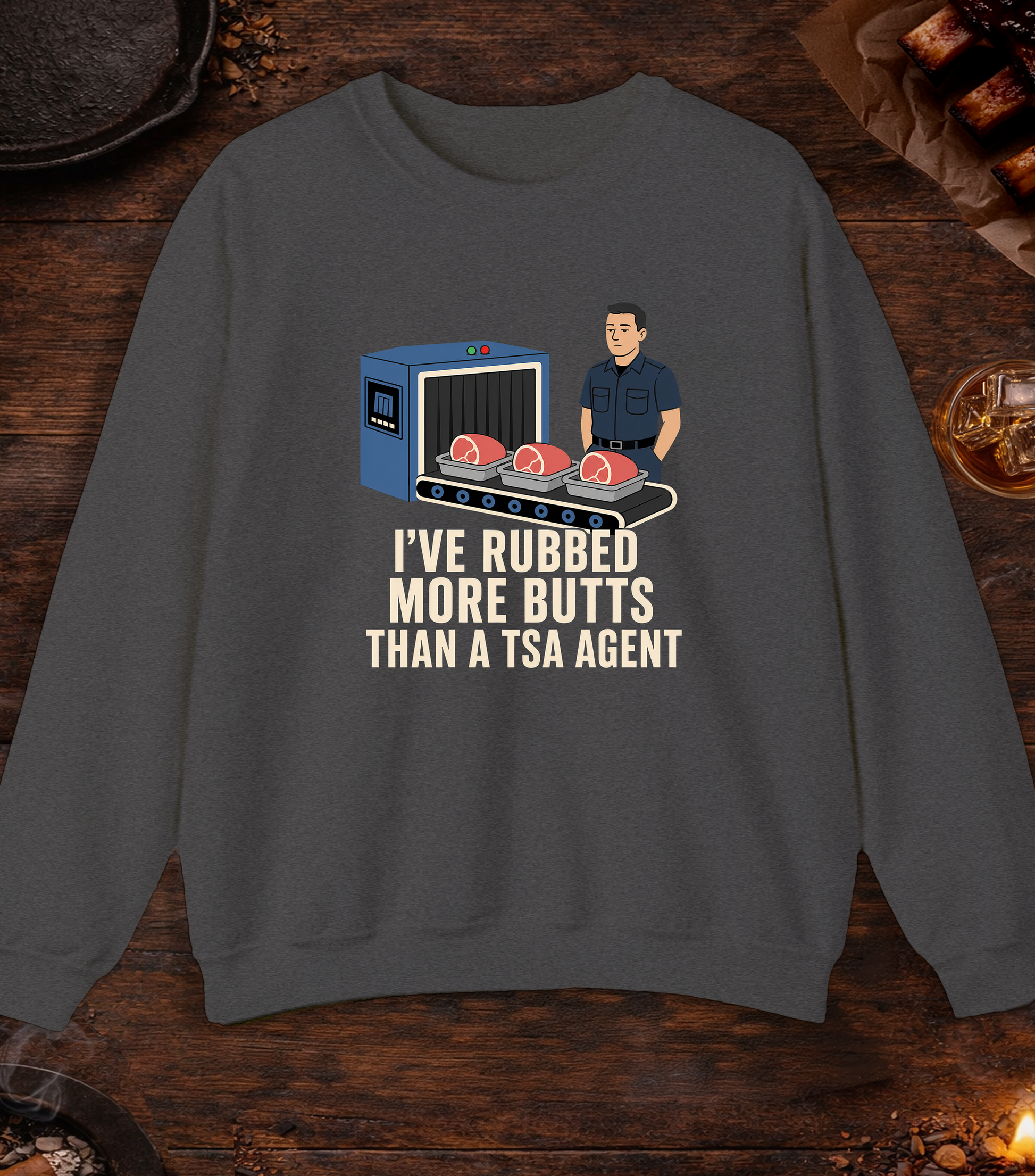 TSA Agent Butts Crewneck - Dark Heather