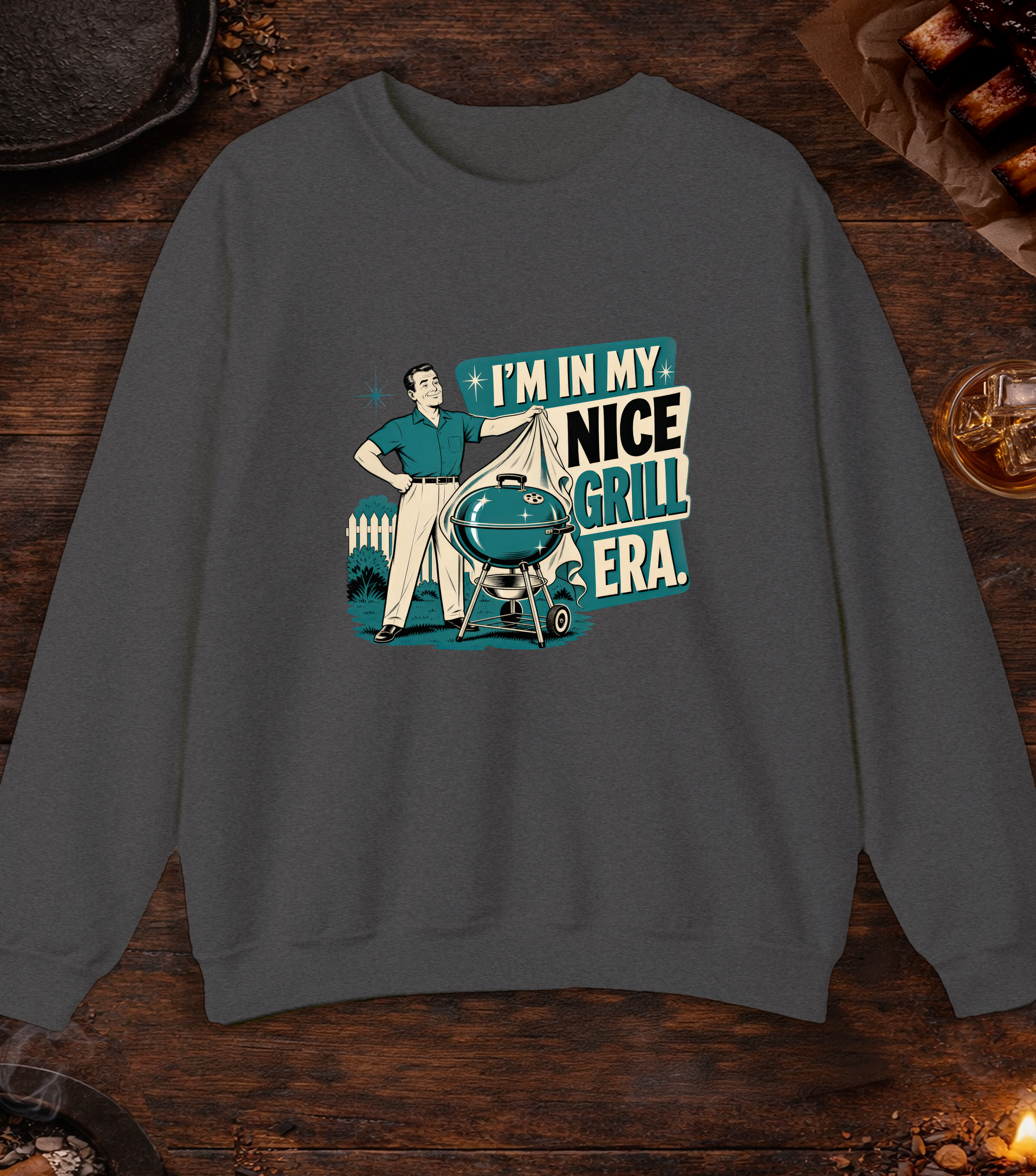 Nice Grill Era Crewneck - Dark Heather