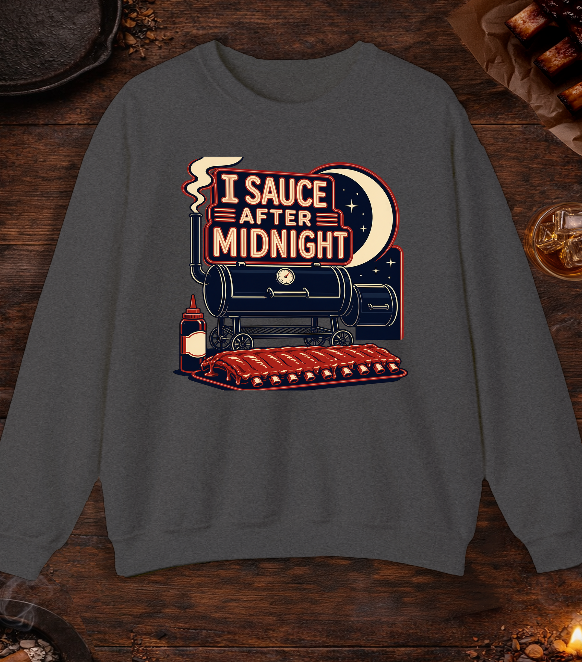 Sauce After Midnight Crewneck - Dark Heather