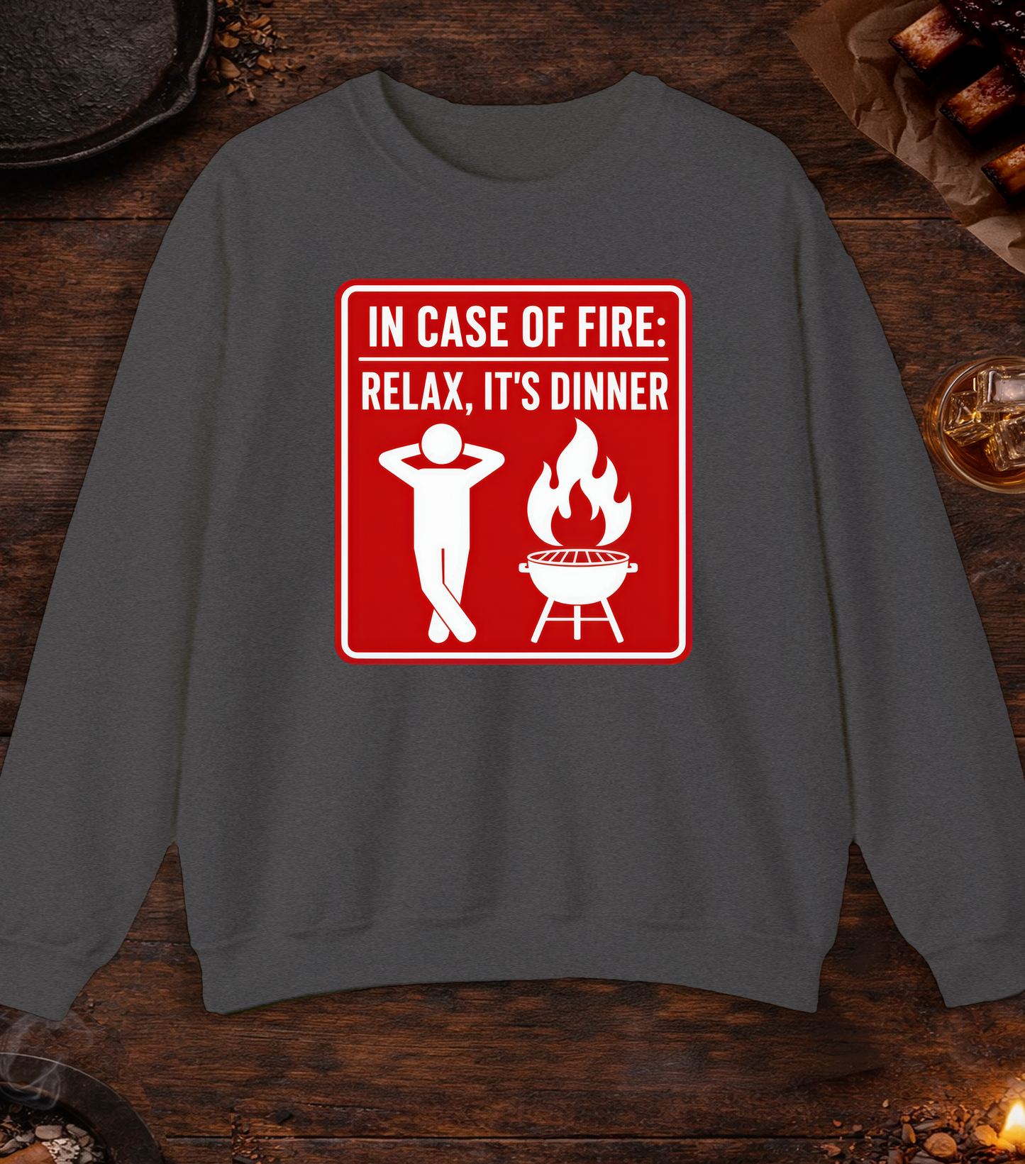 In Case of Fire Crewneck - Dark Heather