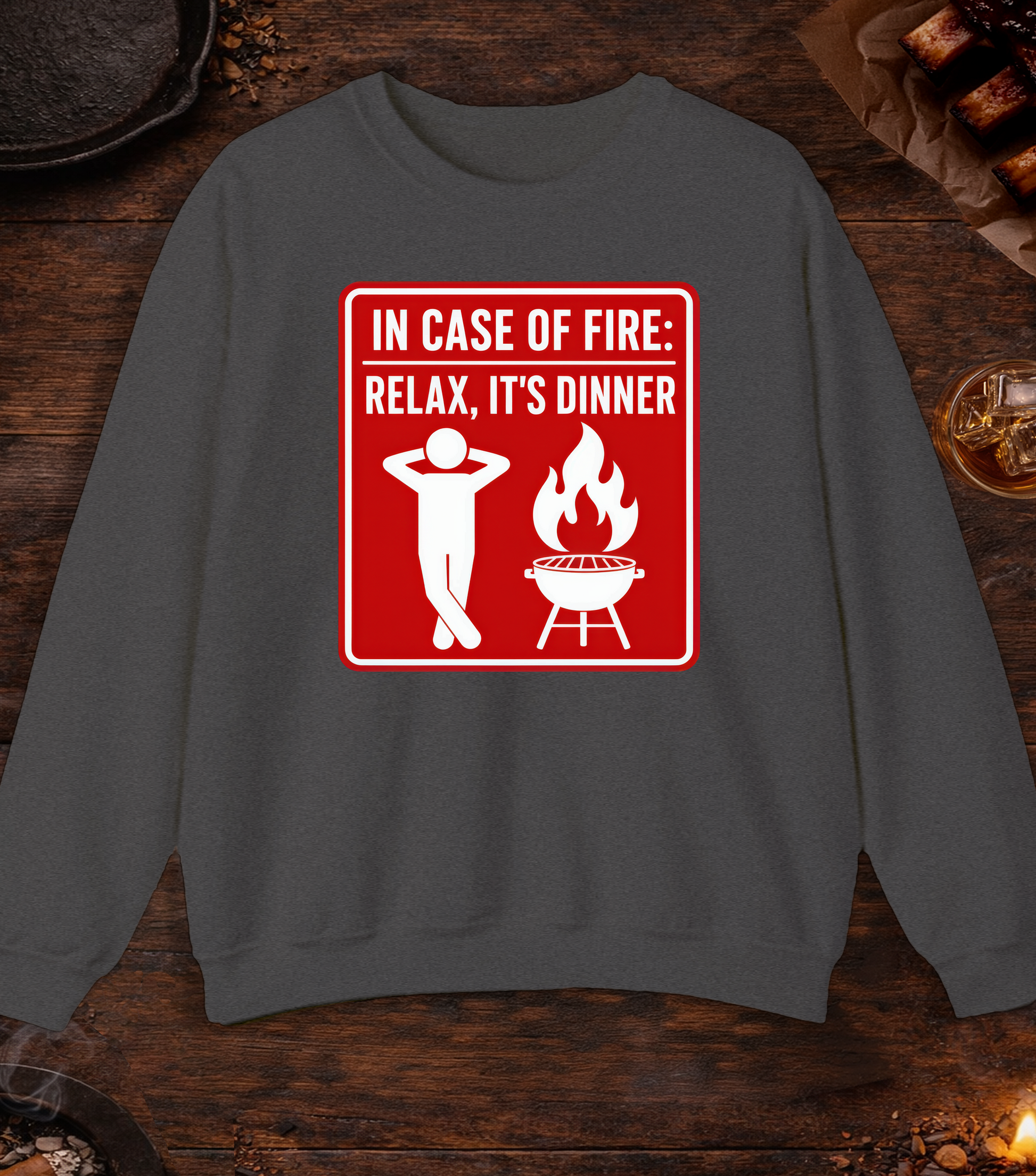 In Case of Fire Crewneck - Dark Heather