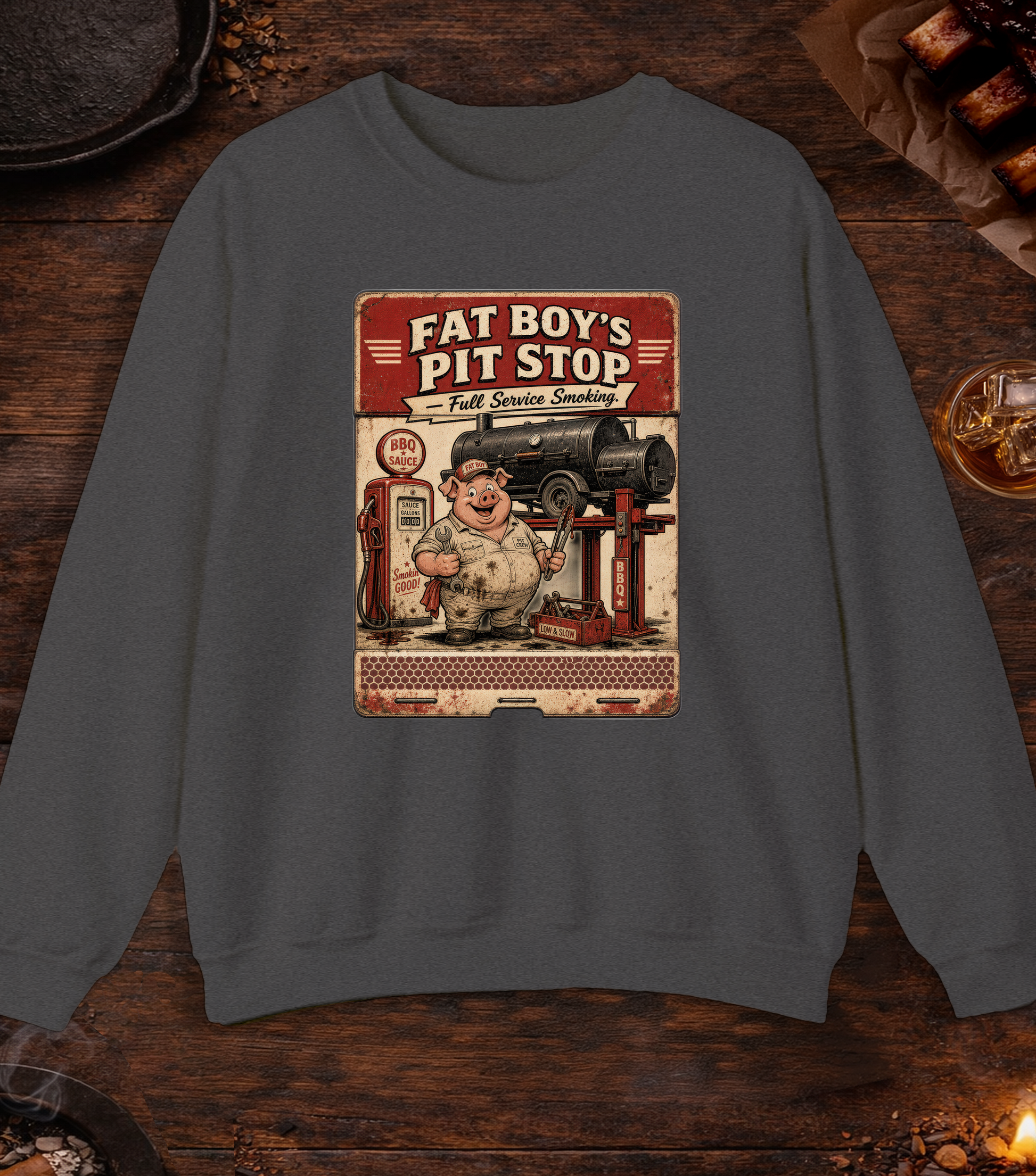 Fat Boy's Matchbook Crewneck - Dark Heather