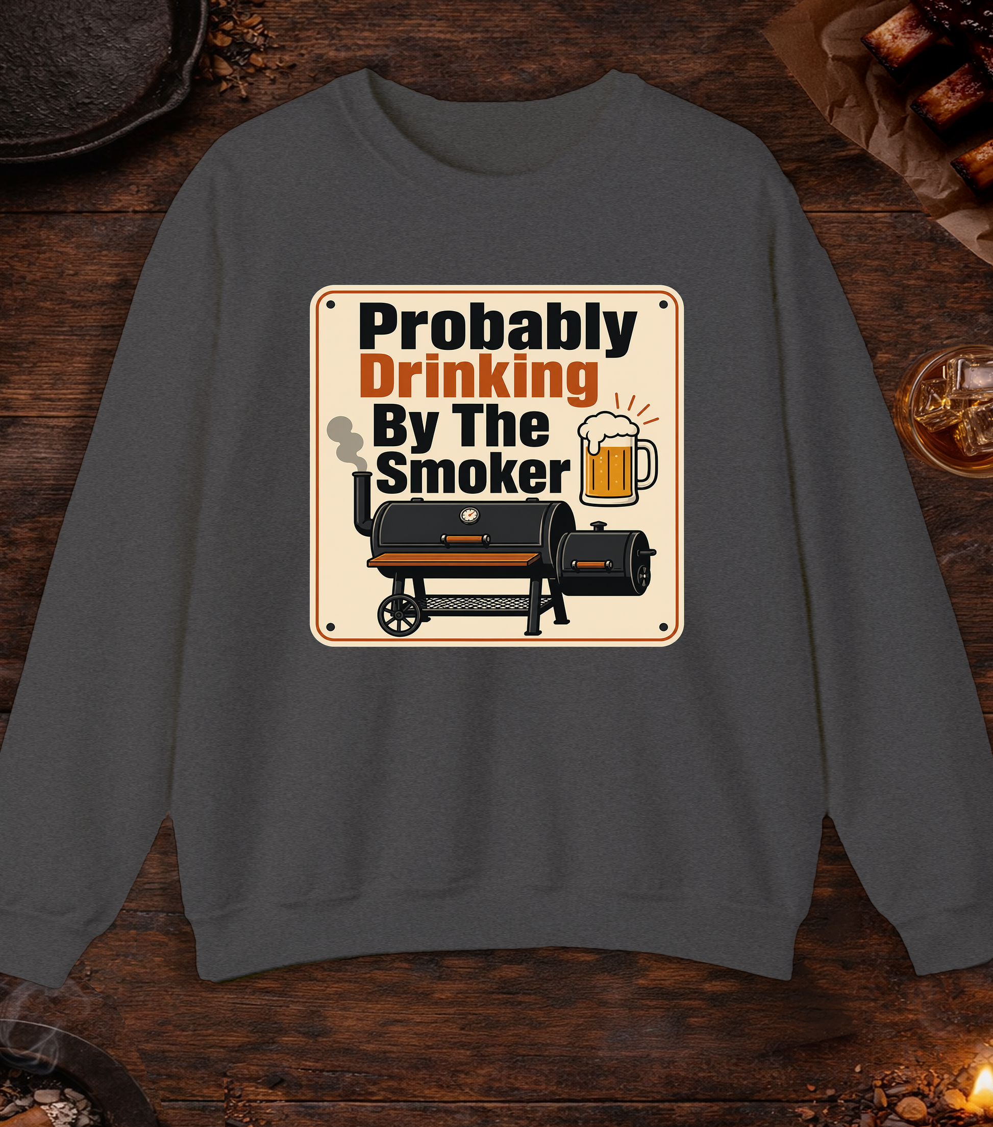 Drinking By Smoker Crewneck - Dark Heather