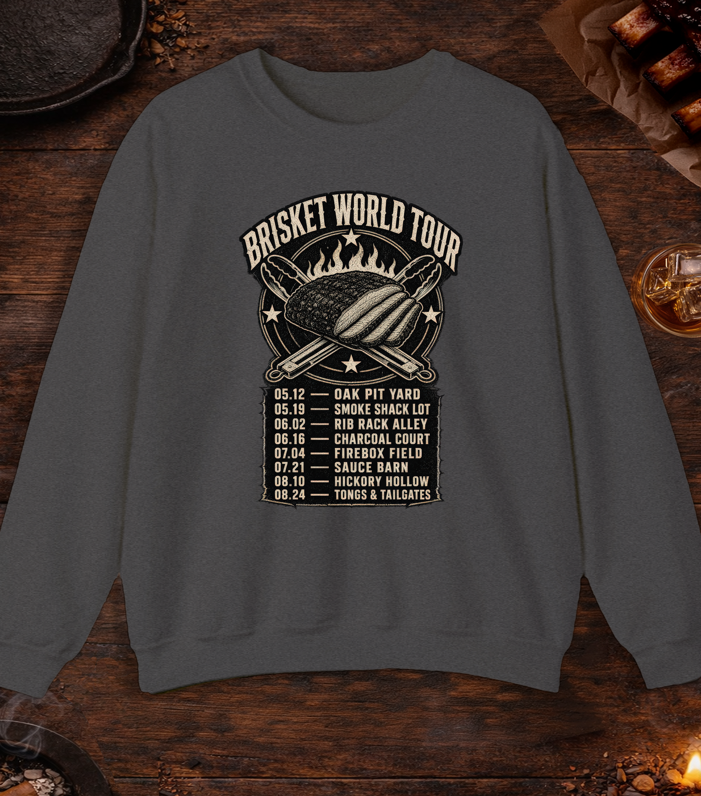 Brisket World Tour Crewneck - Dark Heather