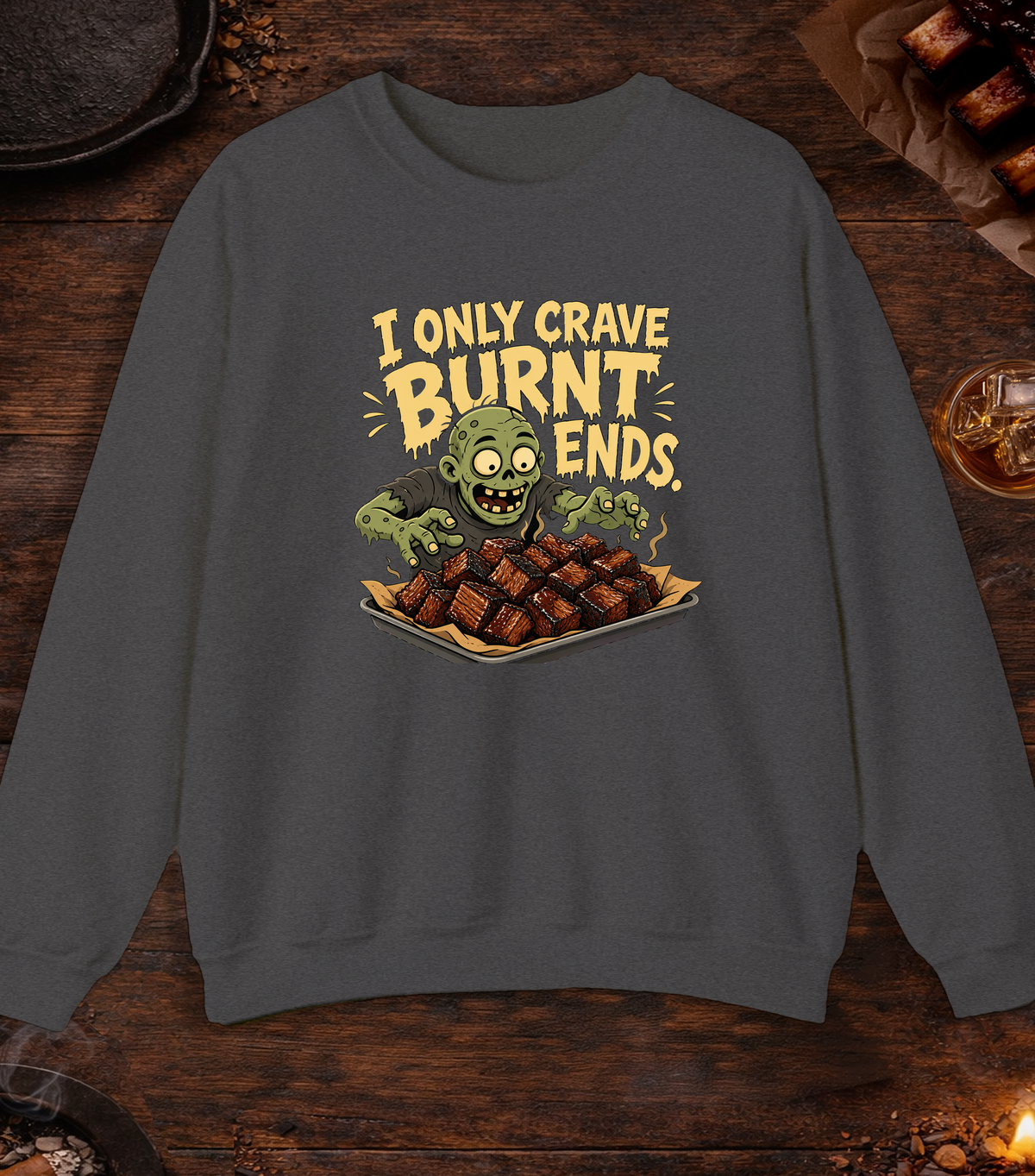 Crave Burnt Ends Crewneck - Dark Heather