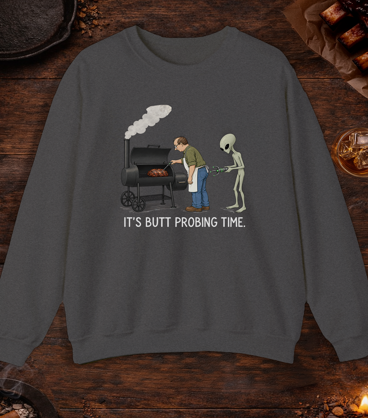 Butt Probing Time Crewneck - Dark Heather