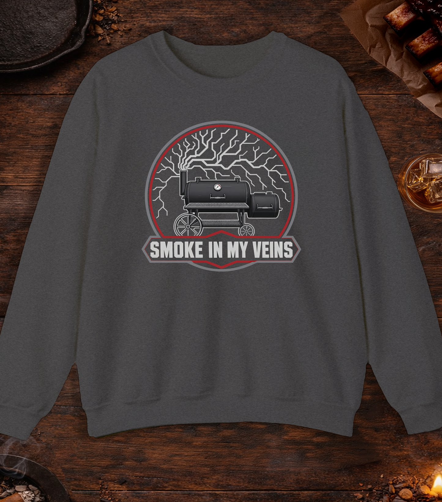 Smoke in My Veins Crewneck - Dark Heather