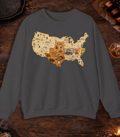 Map of BBQ Crewneck - Dark Heather