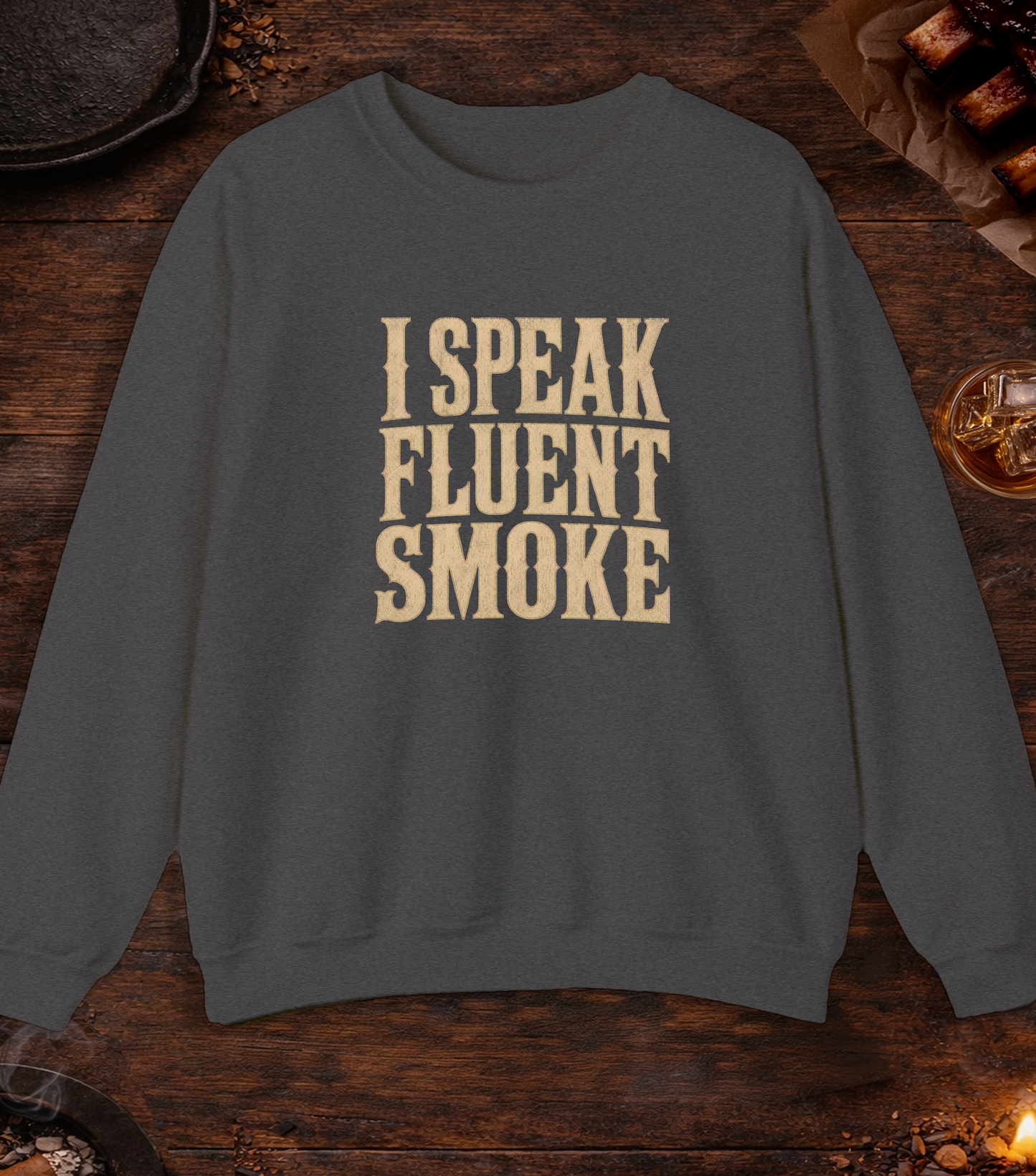 Speak Fluent Smoke Crewneck - Dark Heather