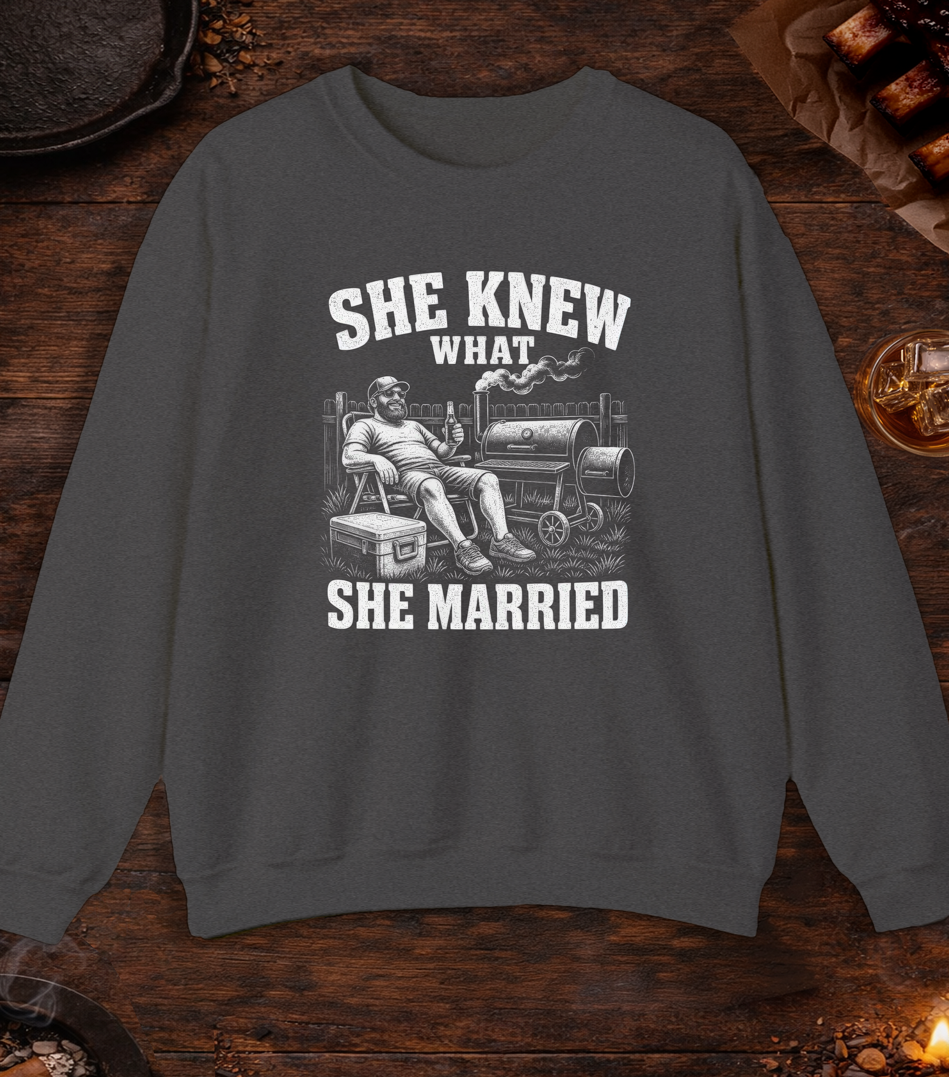 She Knew What She Married Crewneck - Dark Heather