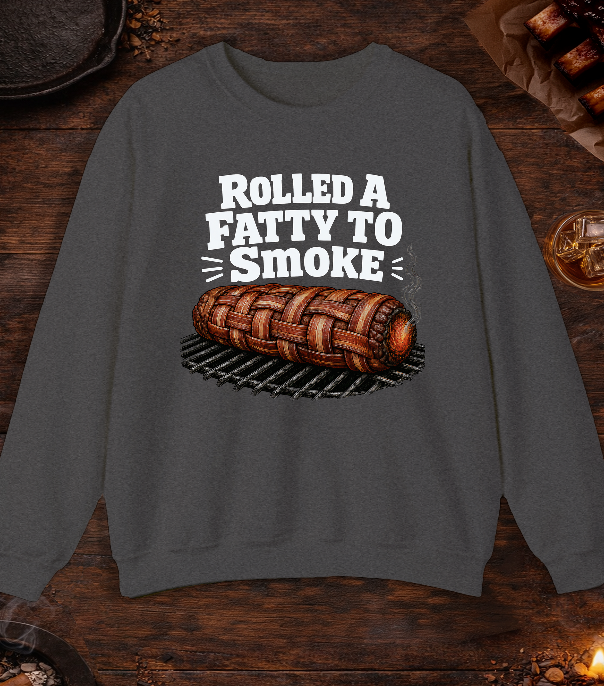 Rolled A Fatty Crewneck - Dark Heather