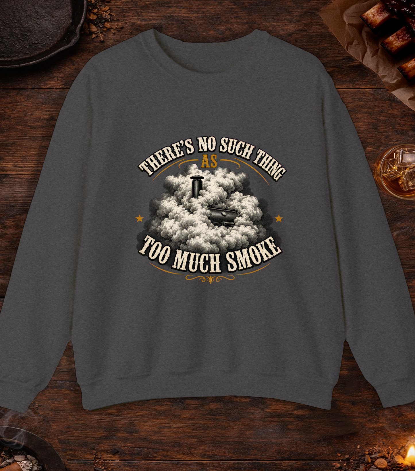 Too Much Smoke Crewneck - Dark Heather