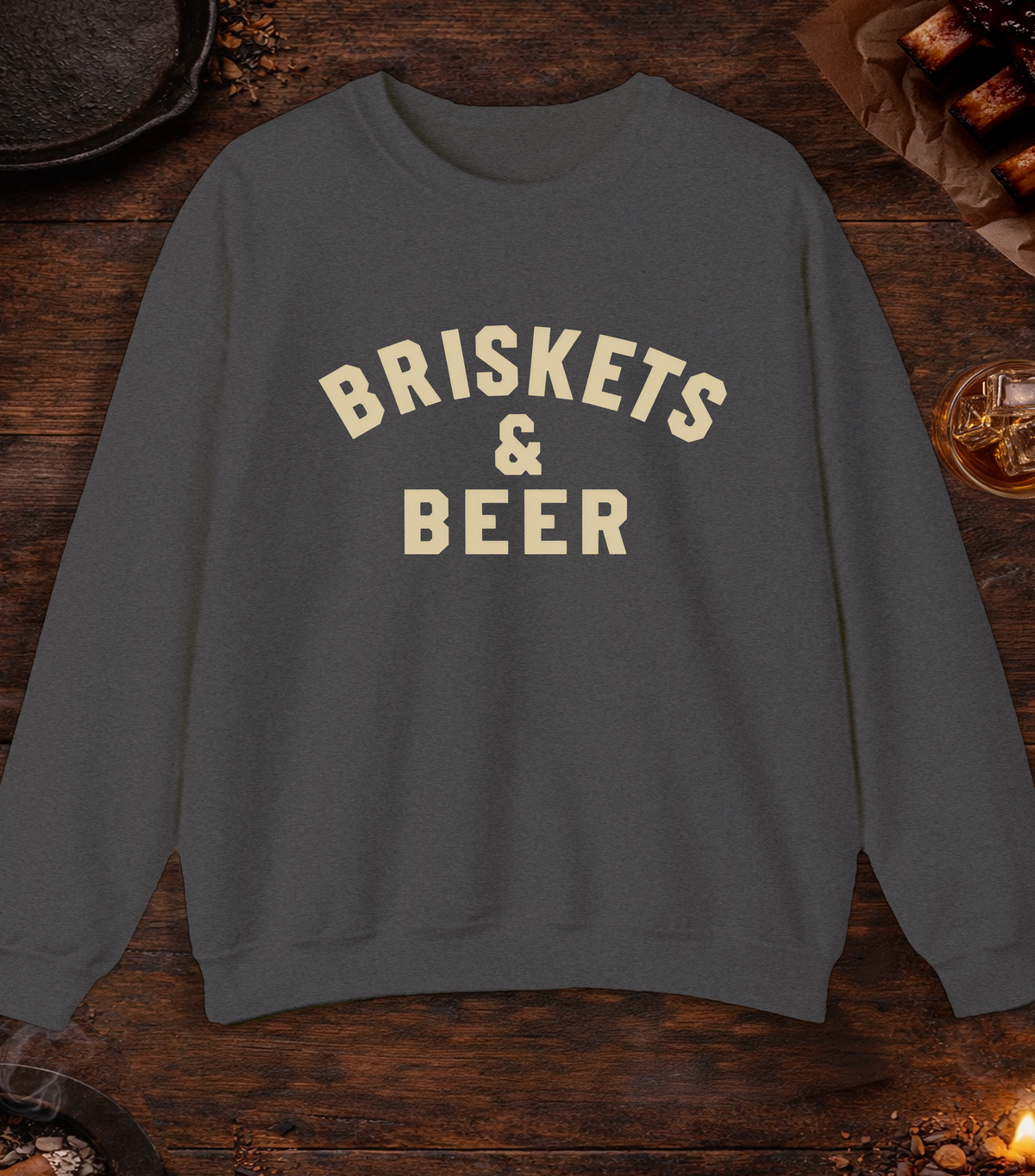 Briskets And Beer Crewneck - Dark Heather