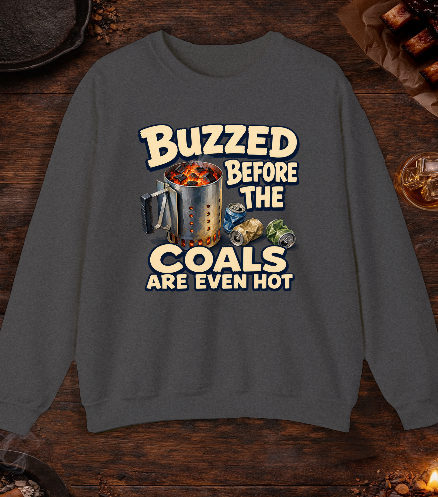 Buzzed Before Crewneck - Dark Heather
