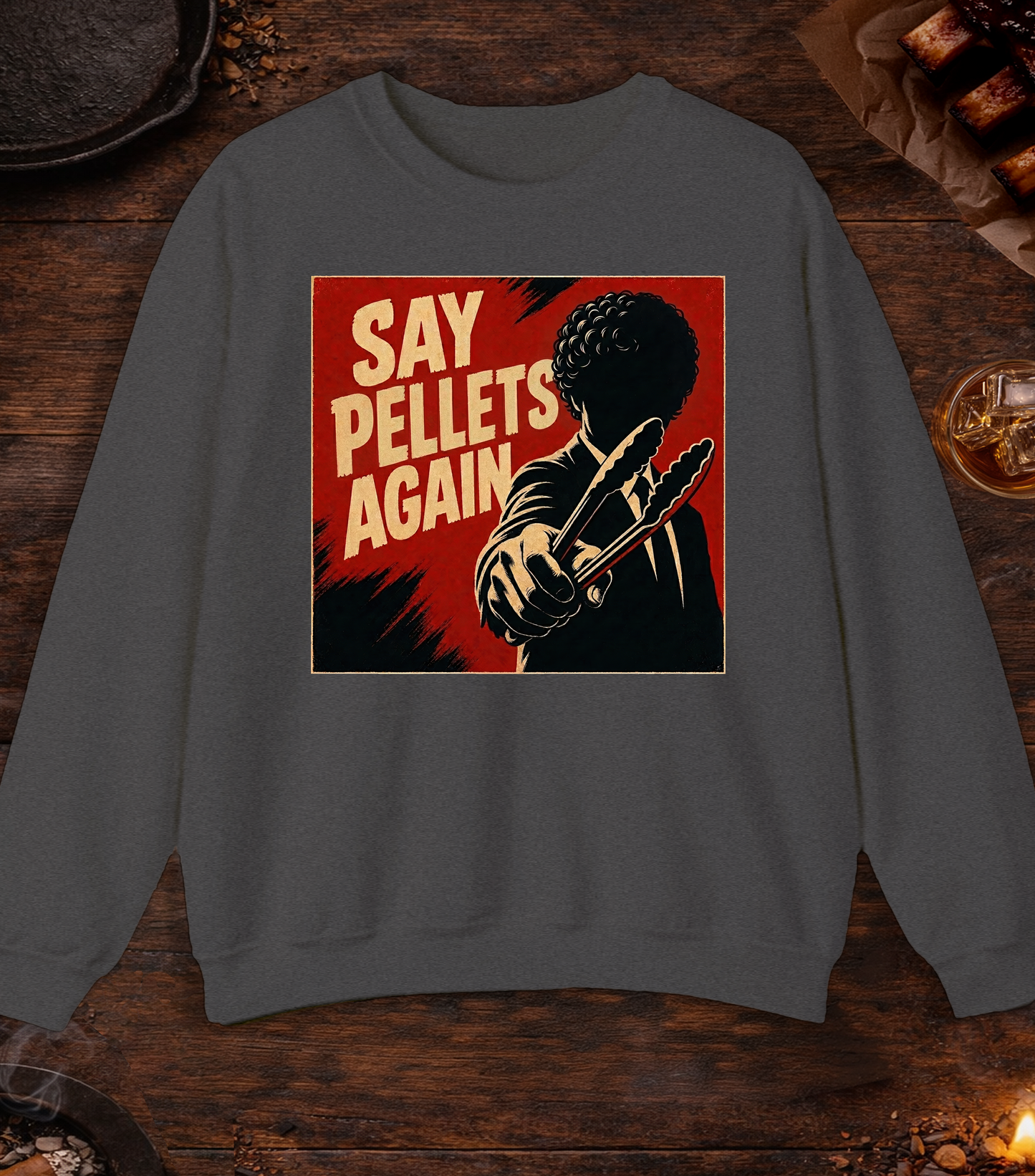 Say Pellets Again Crewneck - Dark Heather