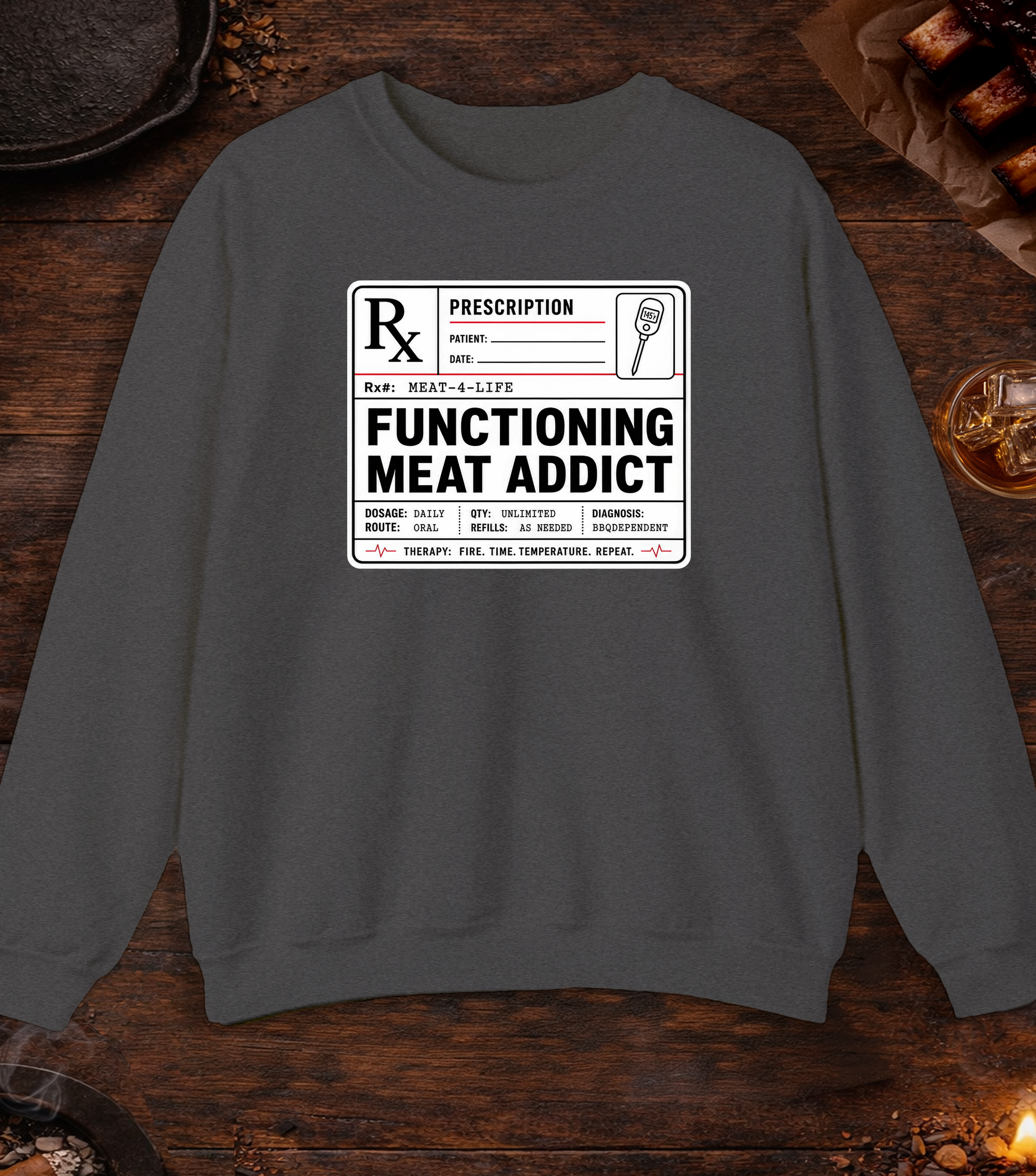 Functioning Meat Addict Crewneck - Dark Heather
