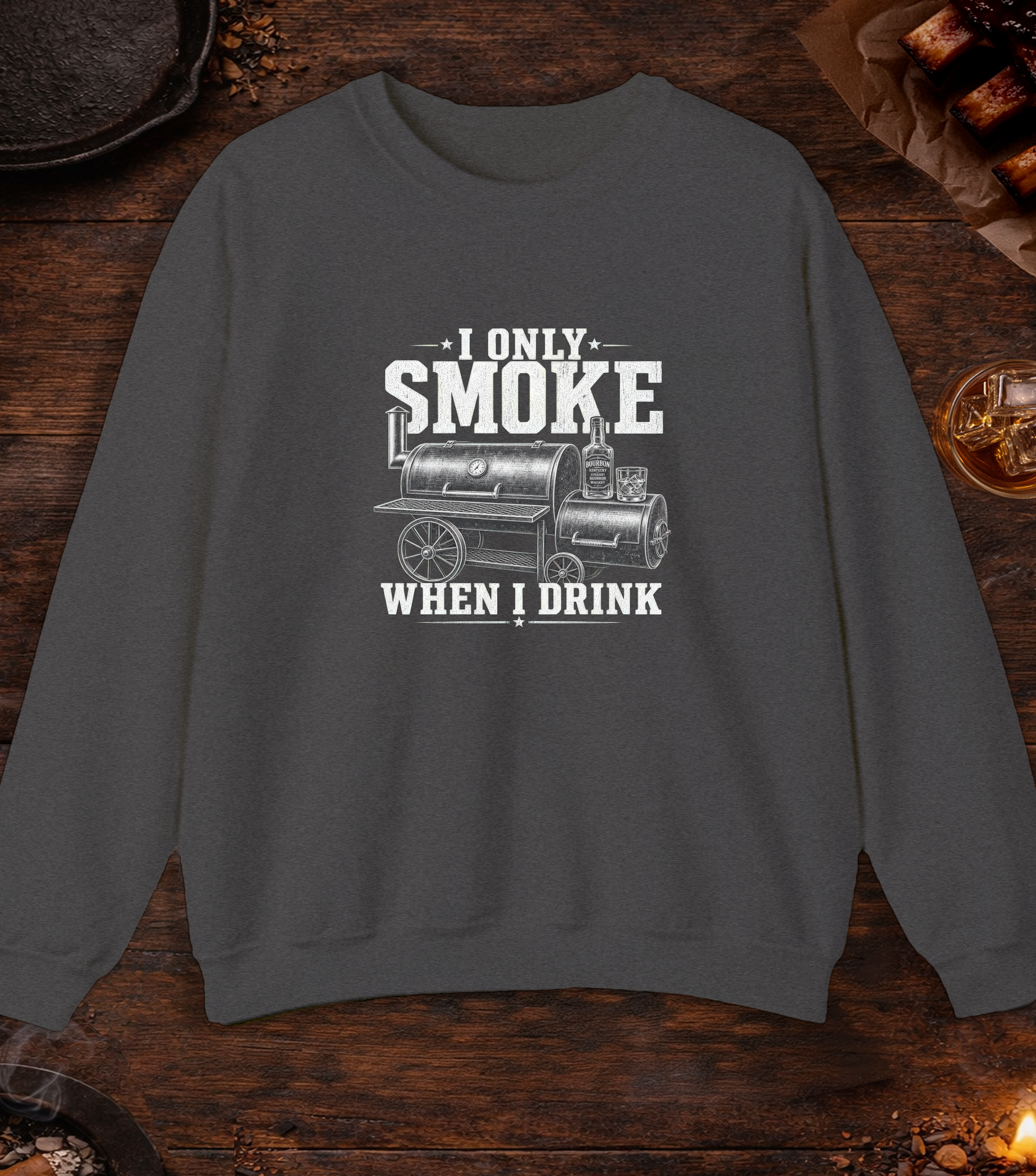 Smoke When I Drink Crewneck - Dark Heather