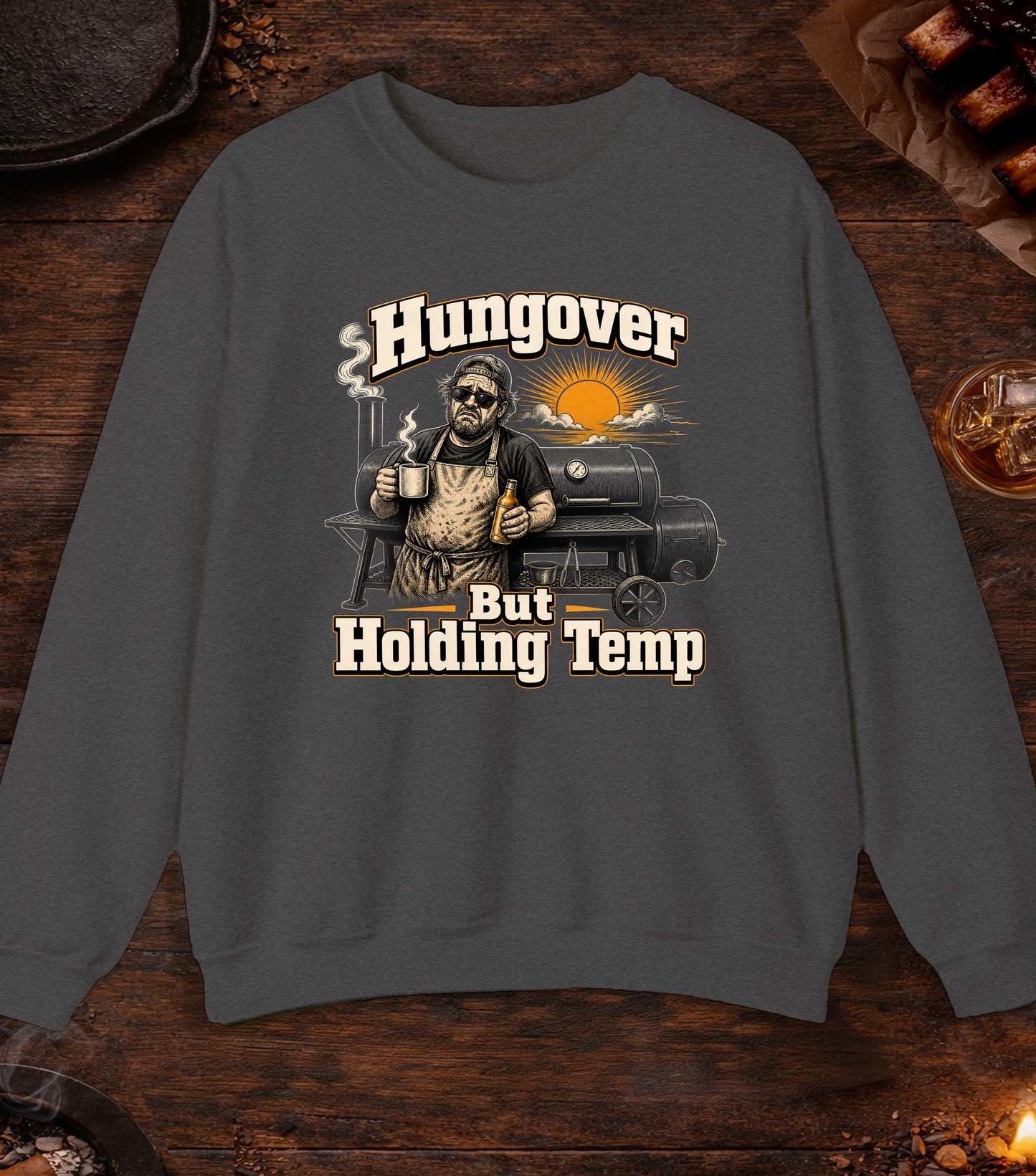 Hungover Holding Temp Crewneck - Dark Heather