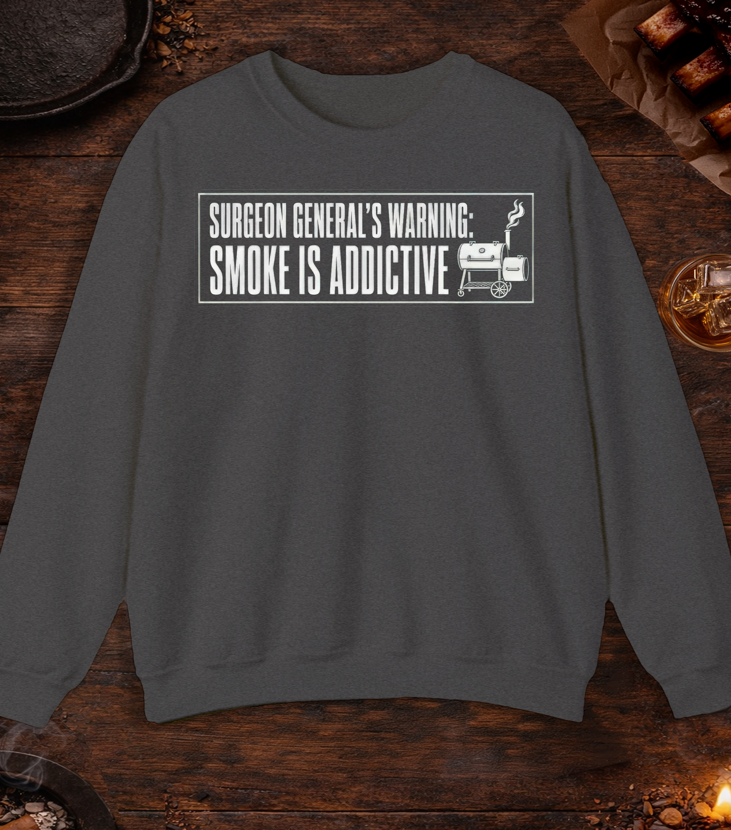 Surgeon General's Warning: Smoke Is Addictive Crewneck - Dark Heather