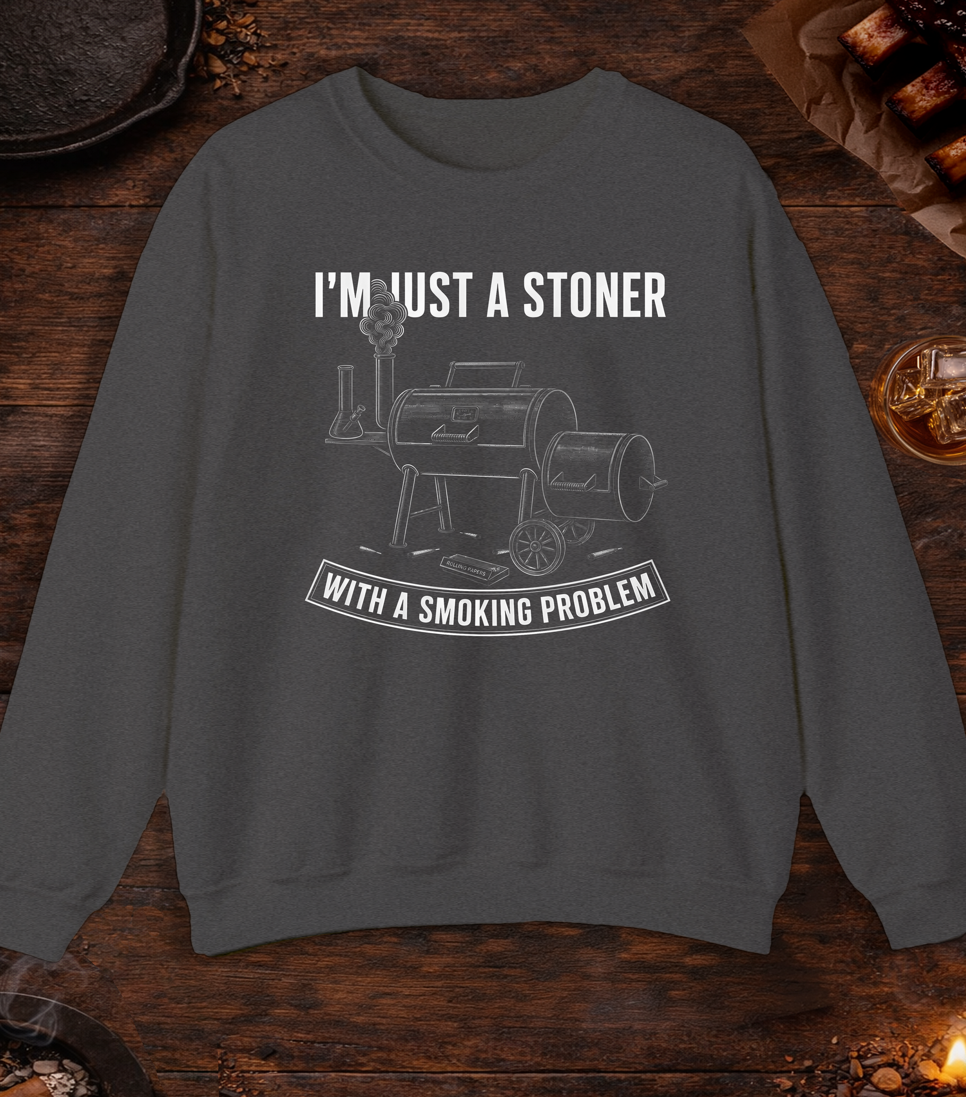 Stoner Smoking Problem Crewneck - Dark Heather