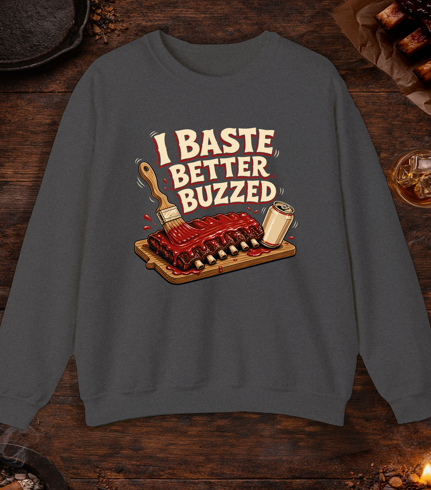 Baste Better Buzzed Crewneck - Dark Heather