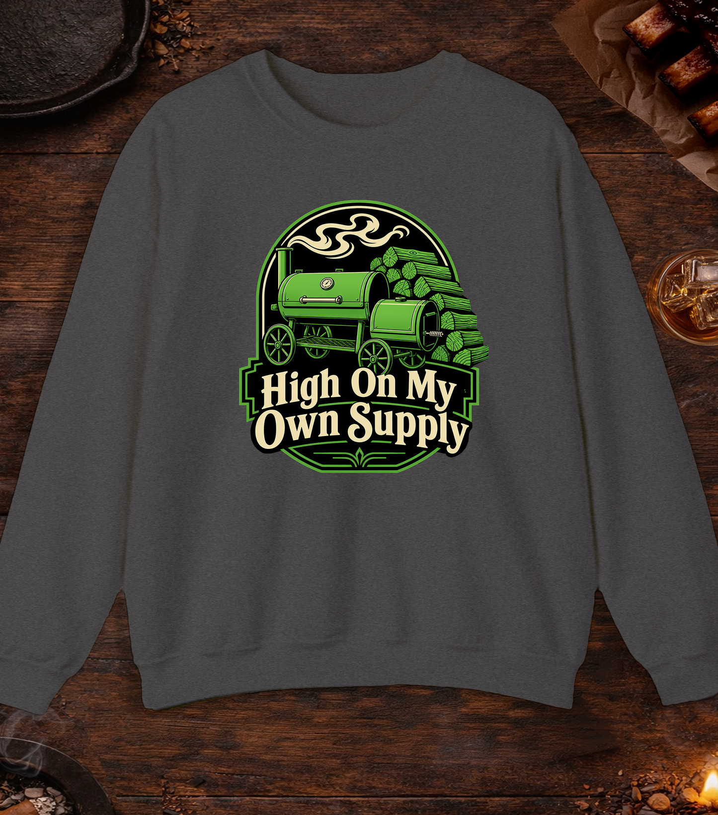 High On My Own Supply Crewneck - Dark Heather