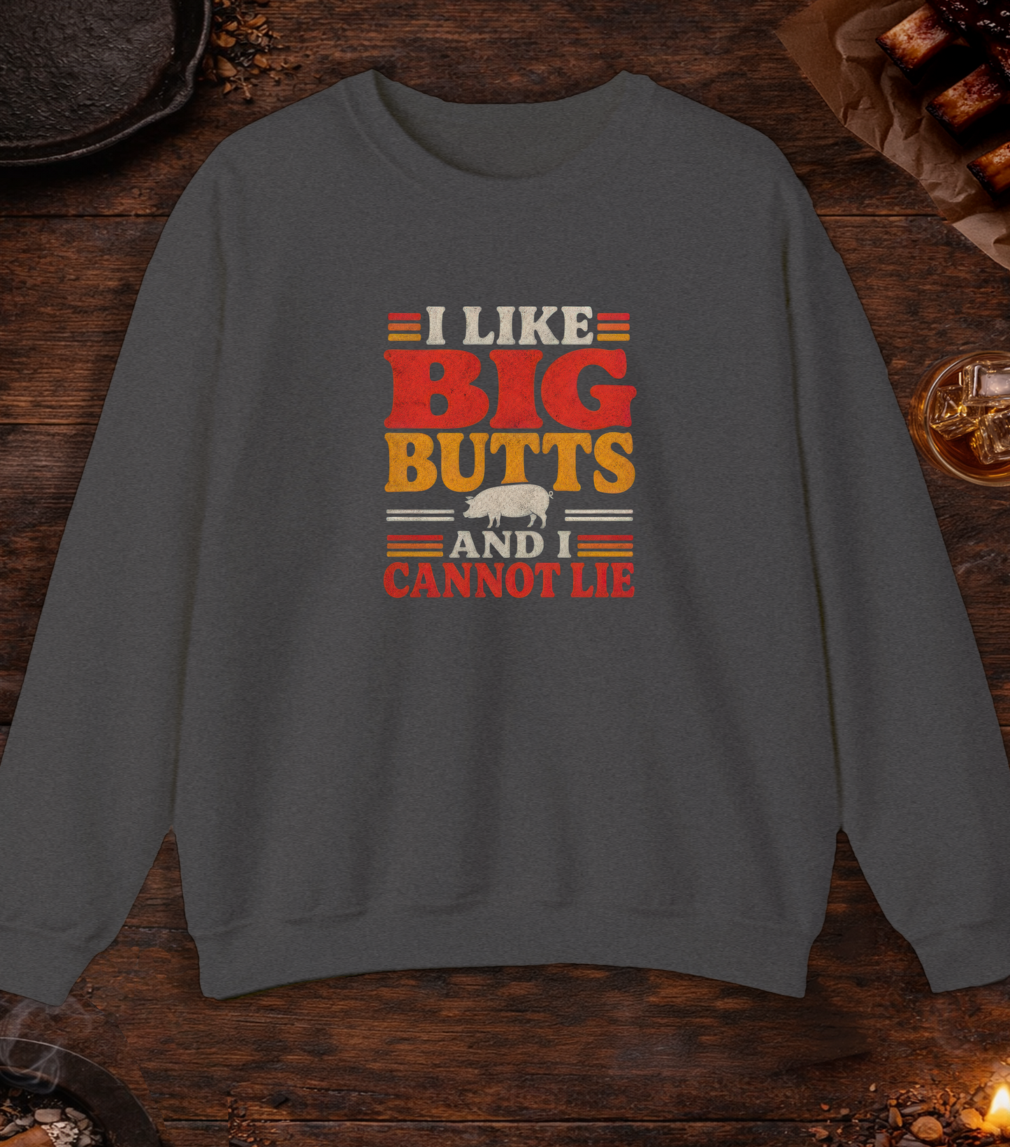 Like Big Butts Crewneck - Dark Heather