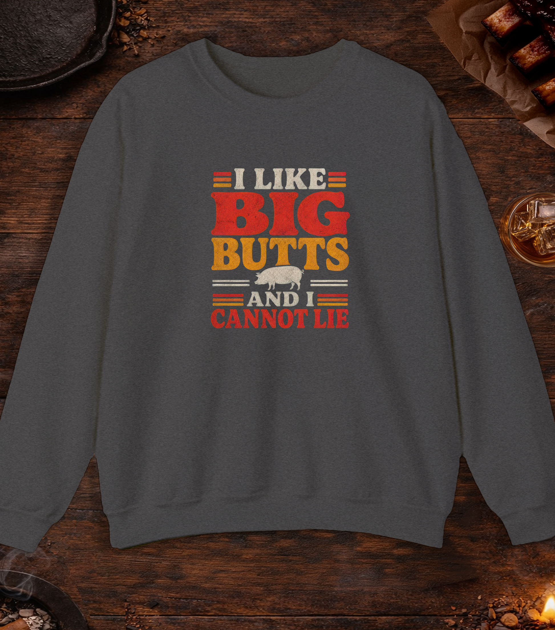 Like Big Butts Crewneck - Dark Heather