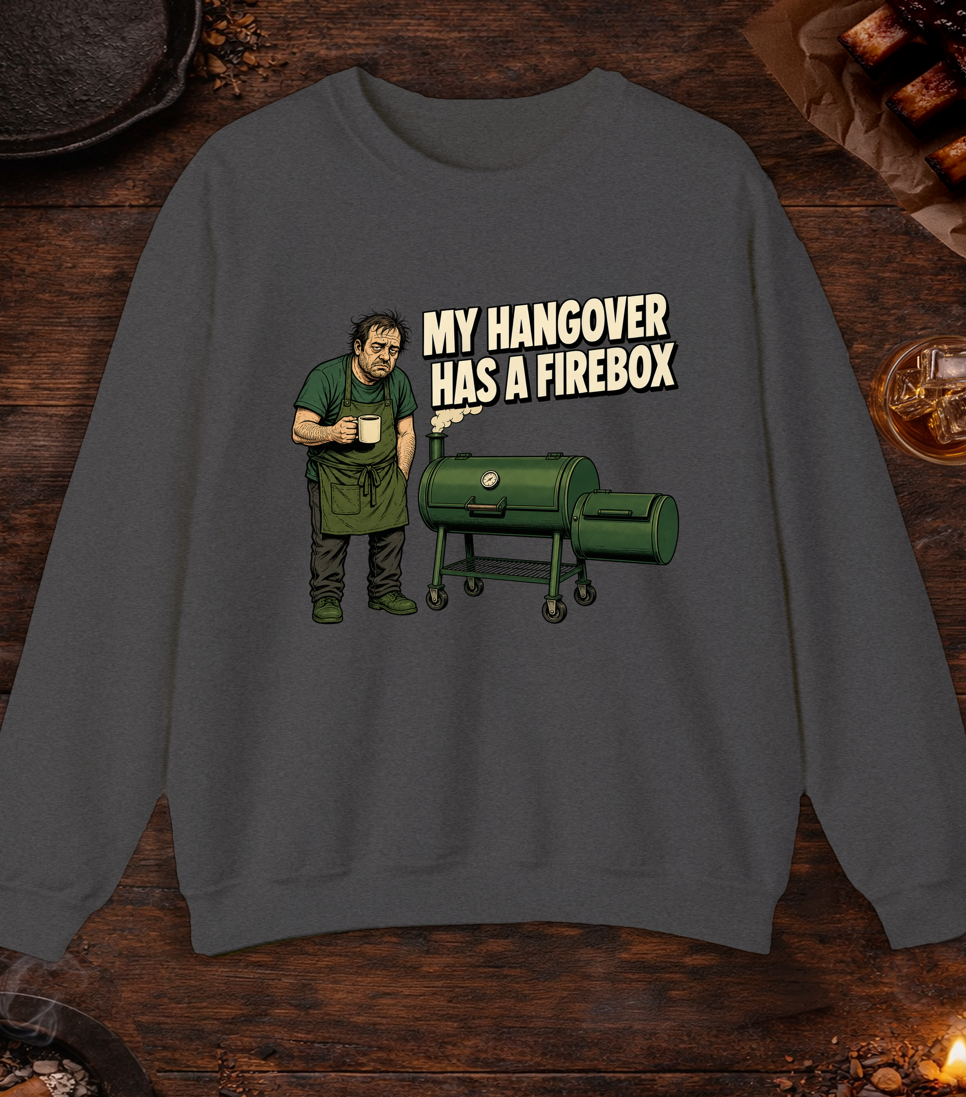 Hangover Firebox Crewneck - Dark Heather