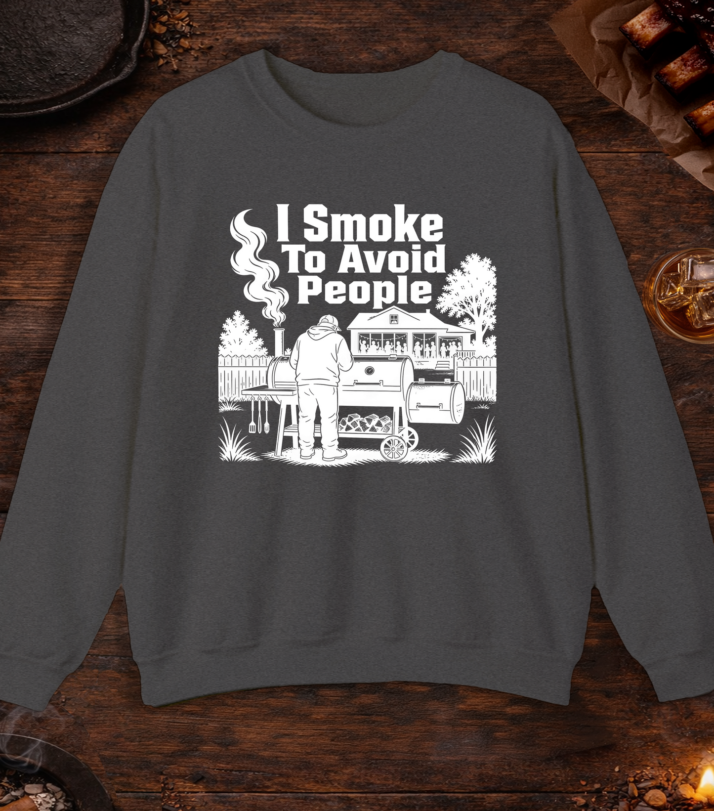 Avoid People Crewneck - Dark Heather